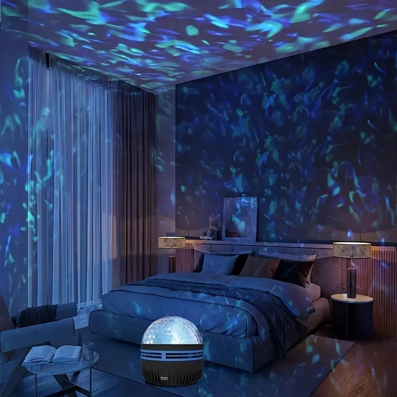 Water Ripple LED Projector Light RGB USB Remote Night Light for Bedroom Decor - Image 4