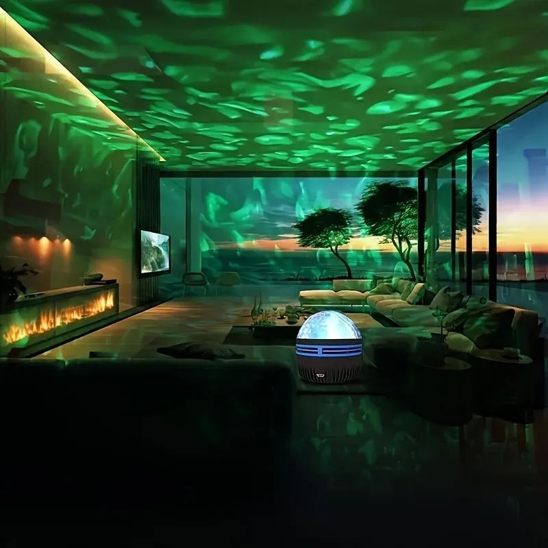 Water Ripple LED Projector Light RGB USB Remote Night Light for Bedroom Decor - Image 6