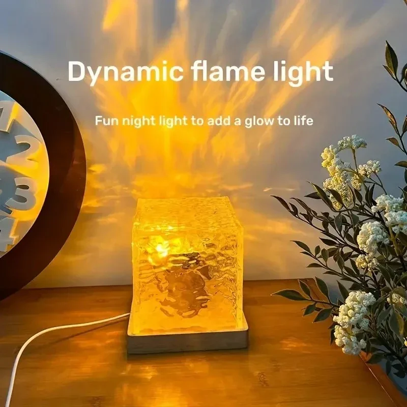 Water Ripple Projector Night Light Rotating Flame Crystal Lamp 16 Color Ambient Lamp - Image 3