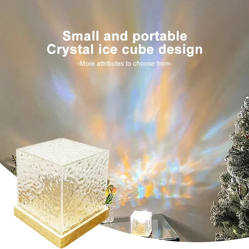 Water Ripple Projector Night Light Rotating Flame Crystal Lamp 16 Color Ambient Lamp - Image 4
