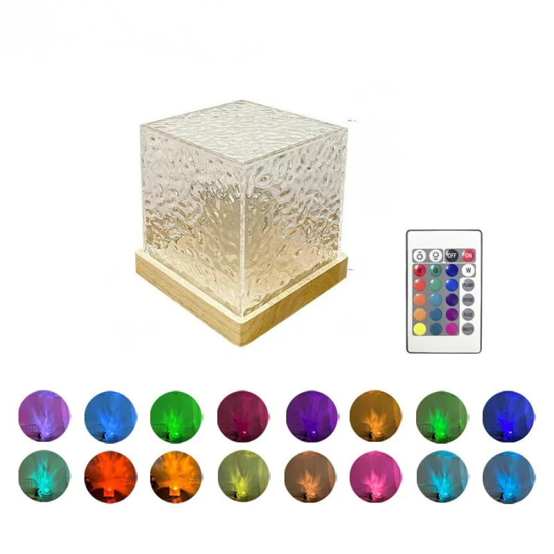 Water Ripple Projector Night Light Rotating Flame Crystal Lamp 16 Color Ambient Lamp - Image 6