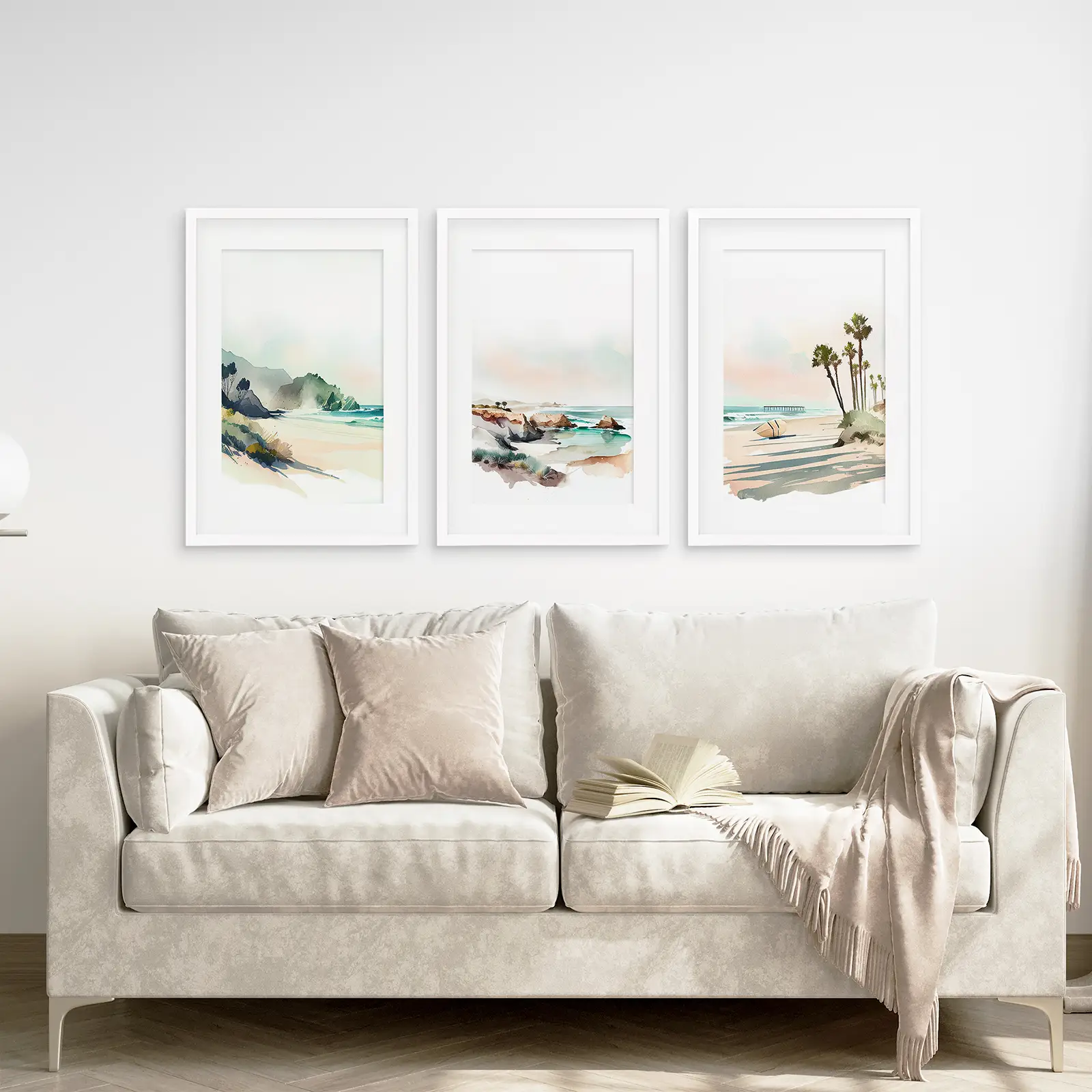 Watercolor Beach Art. Set of 3 Tropical Ocean Scene Decor - Image 2
