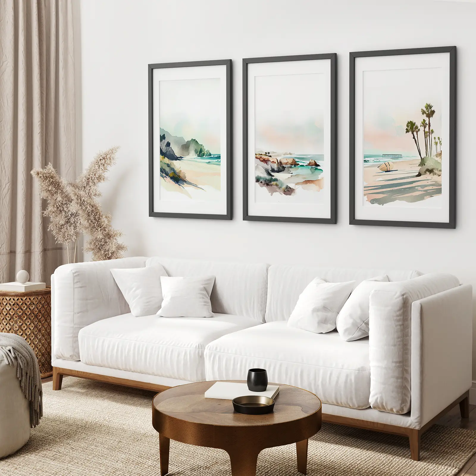 Watercolor Beach Art. Set of 3 Tropical Ocean Scene Decor - Image 4