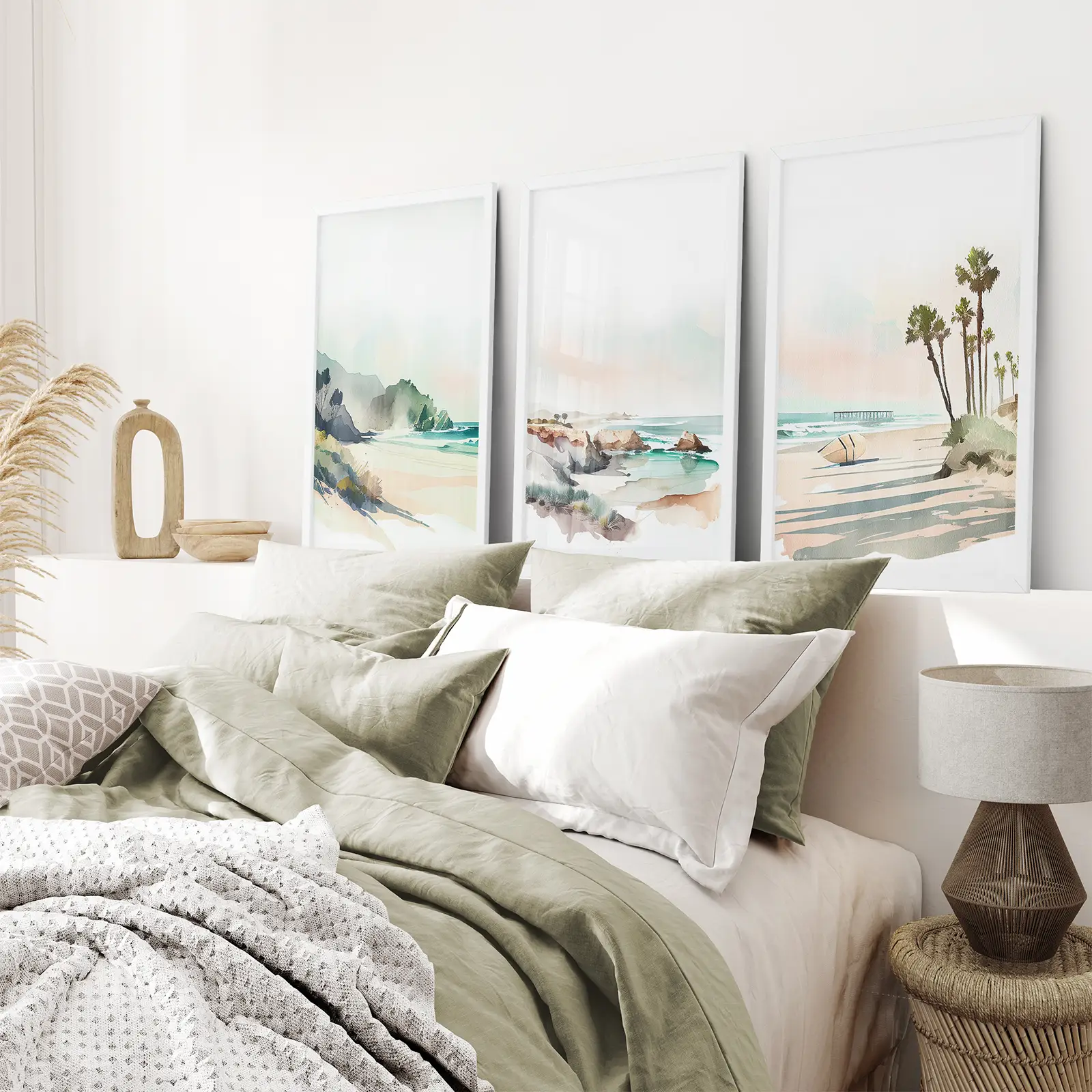 Watercolor Beach Art. Set of 3 Tropical Ocean Scene Decor - Image 6