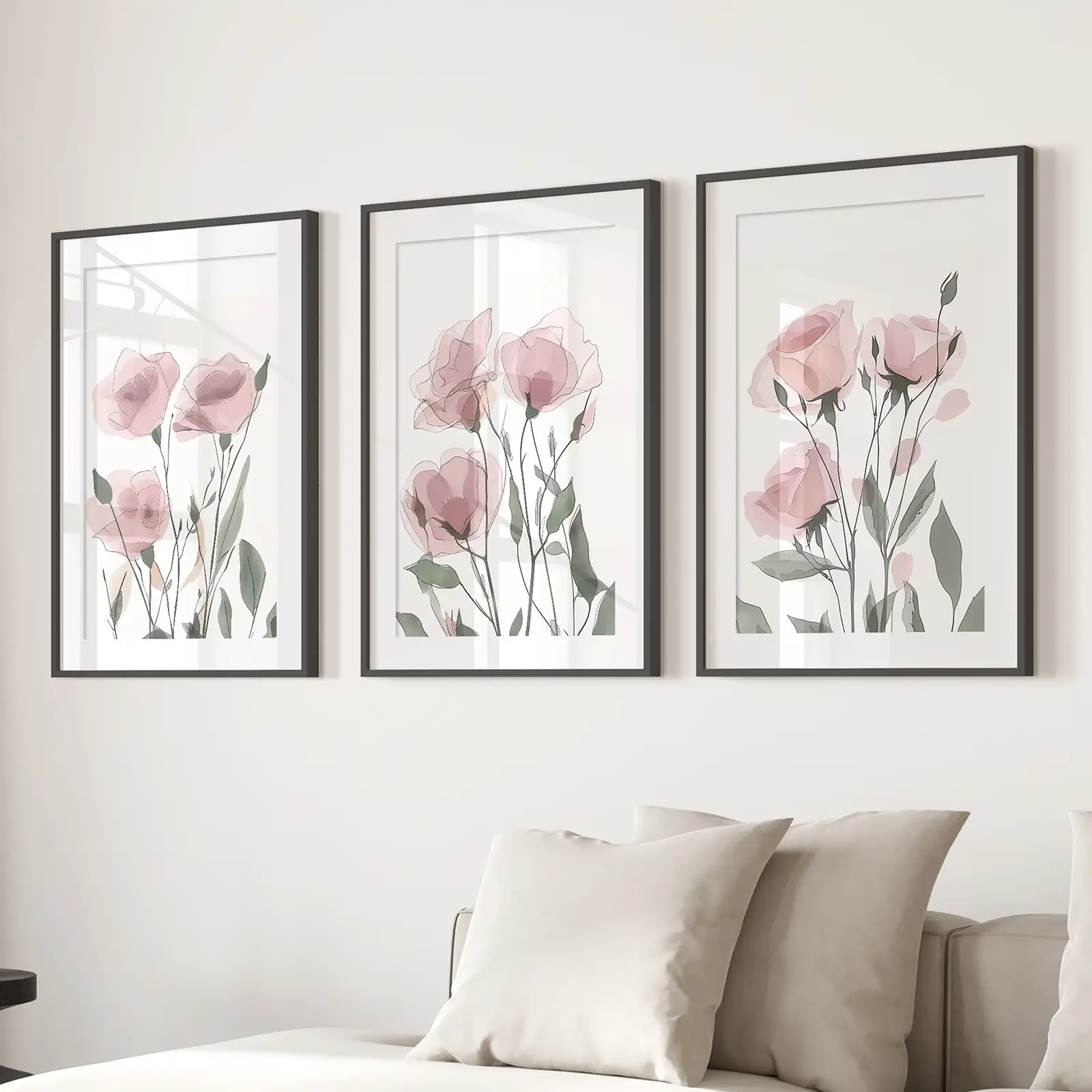 Watercolor Blush Pink Flowers Poster Decor Set - Image 5
