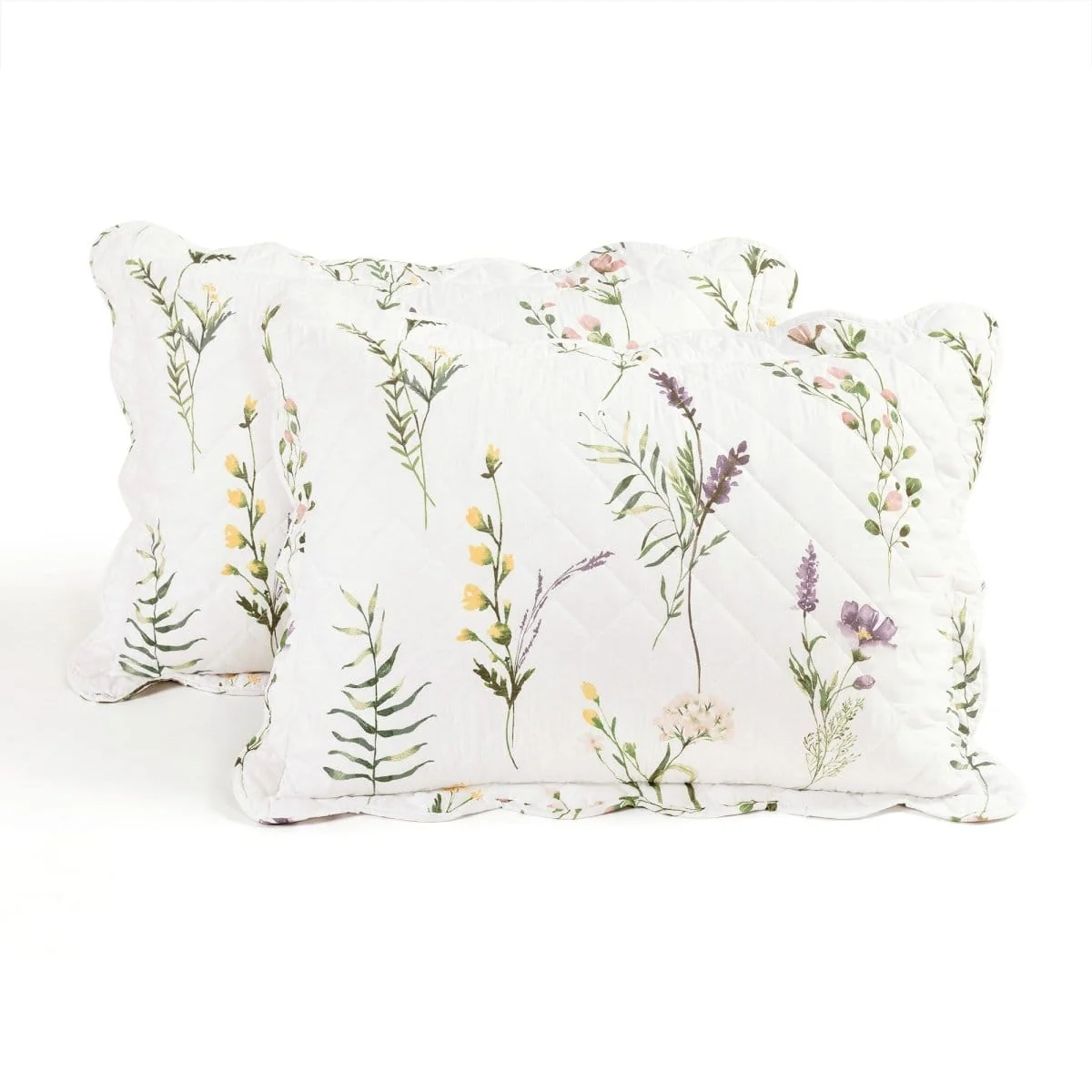Watercolor Wildflower Scallop Edge Floral 3 Piece Quilt Set - Image 6