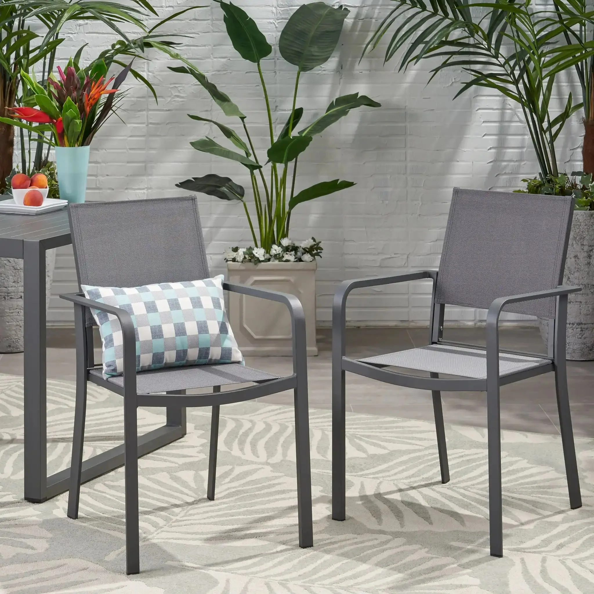 Waterfal - Outdoor Aluminum Dining Chair With Seat (Set of 2) - Image 3