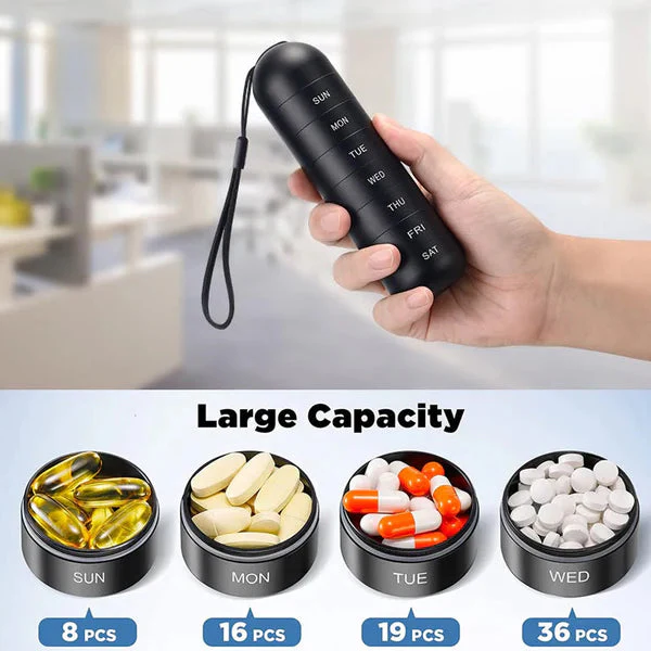 Waterproof Aluminum Pill Organizer 7 Day Travel Pill Box Case - Image 7
