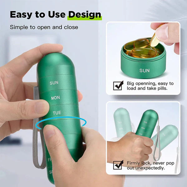 Waterproof Aluminum Pill Organizer 7 Day Travel Pill Box Case - Image 8