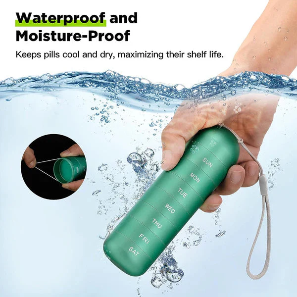 Waterproof Aluminum Pill Organizer 7 Day Travel Pill Box Case - Image 9