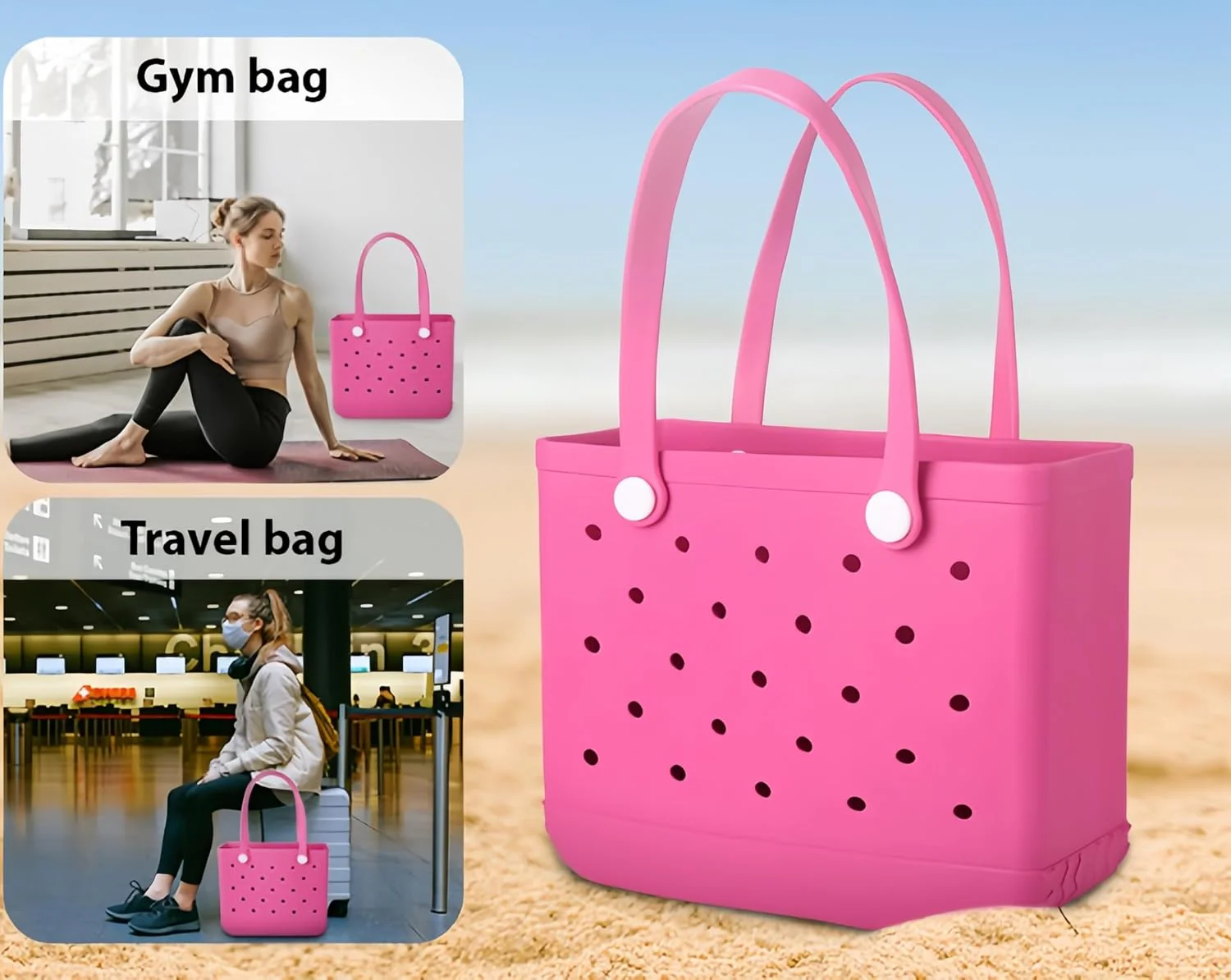 Waterproof EVA Beach Tote Bag Large Sandproof Washable Travel Carryall - Image 25