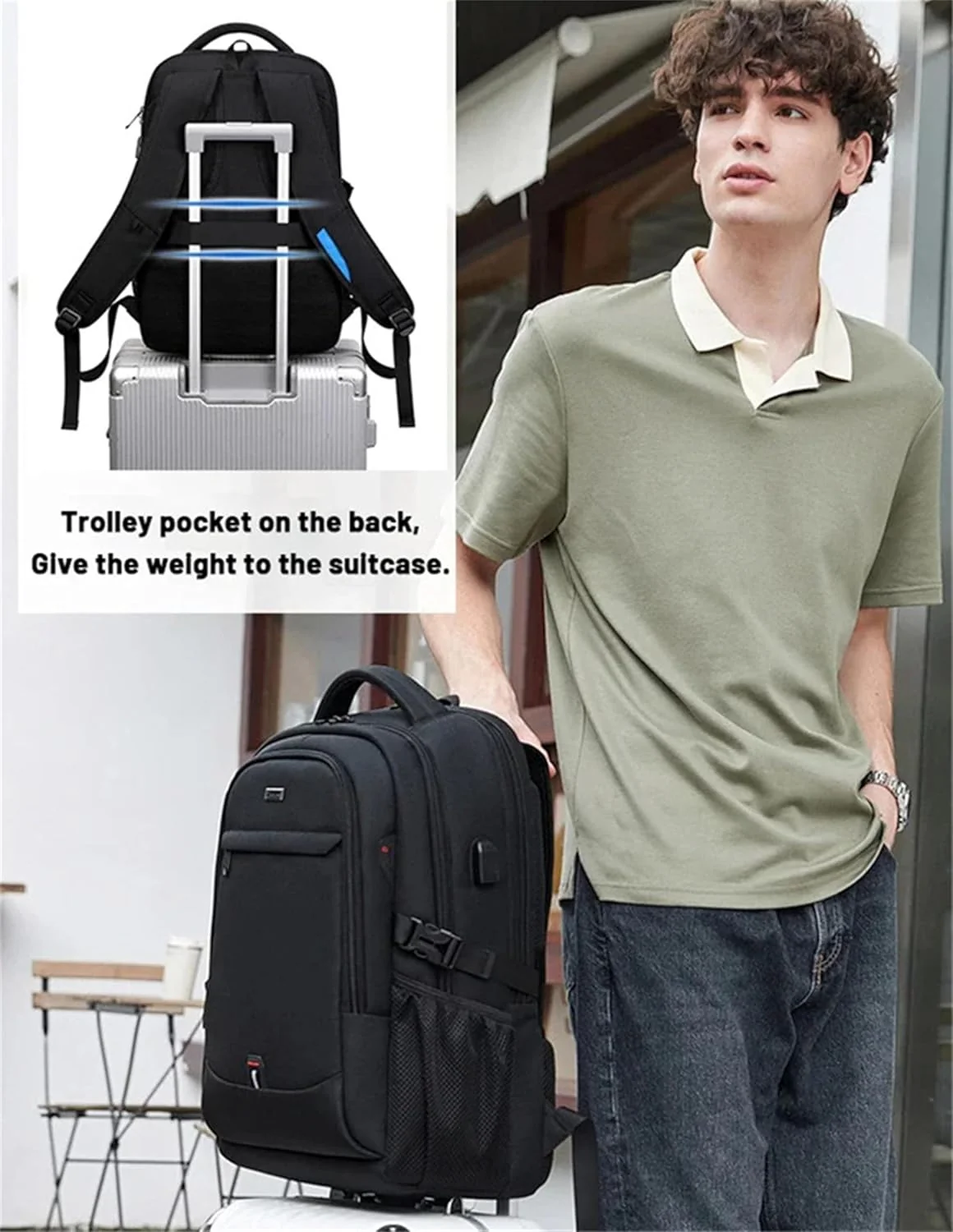Waterproof Laptop Backpack 15.6 Inch Travel Business Anti Theft Black - Image 6