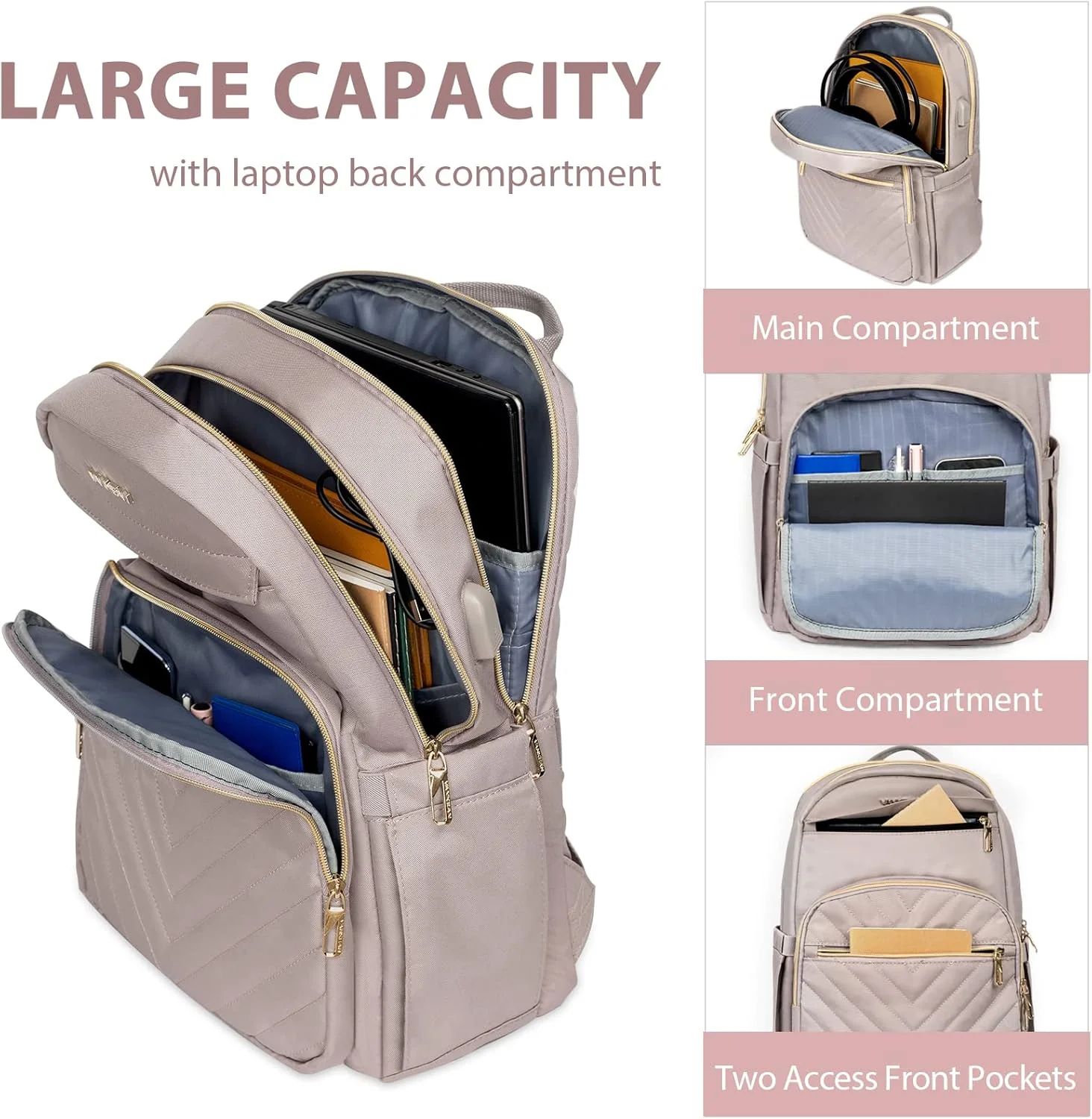 Waterproof Laptop Backpack 15.6 Inch with USB Charging Port Travel Bag - Image 10