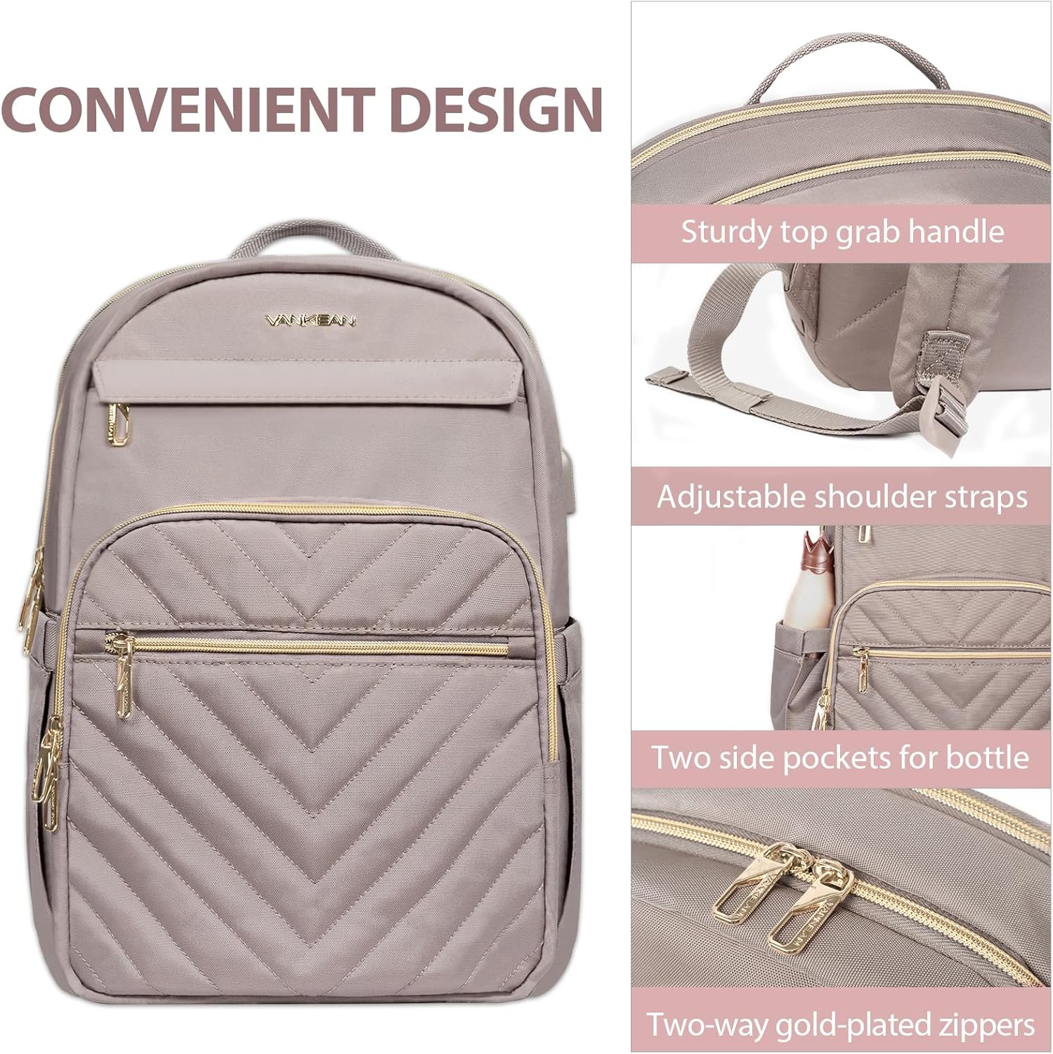 Waterproof Laptop Backpack 15.6 Inch with USB Charging Port Travel Bag - Image 11