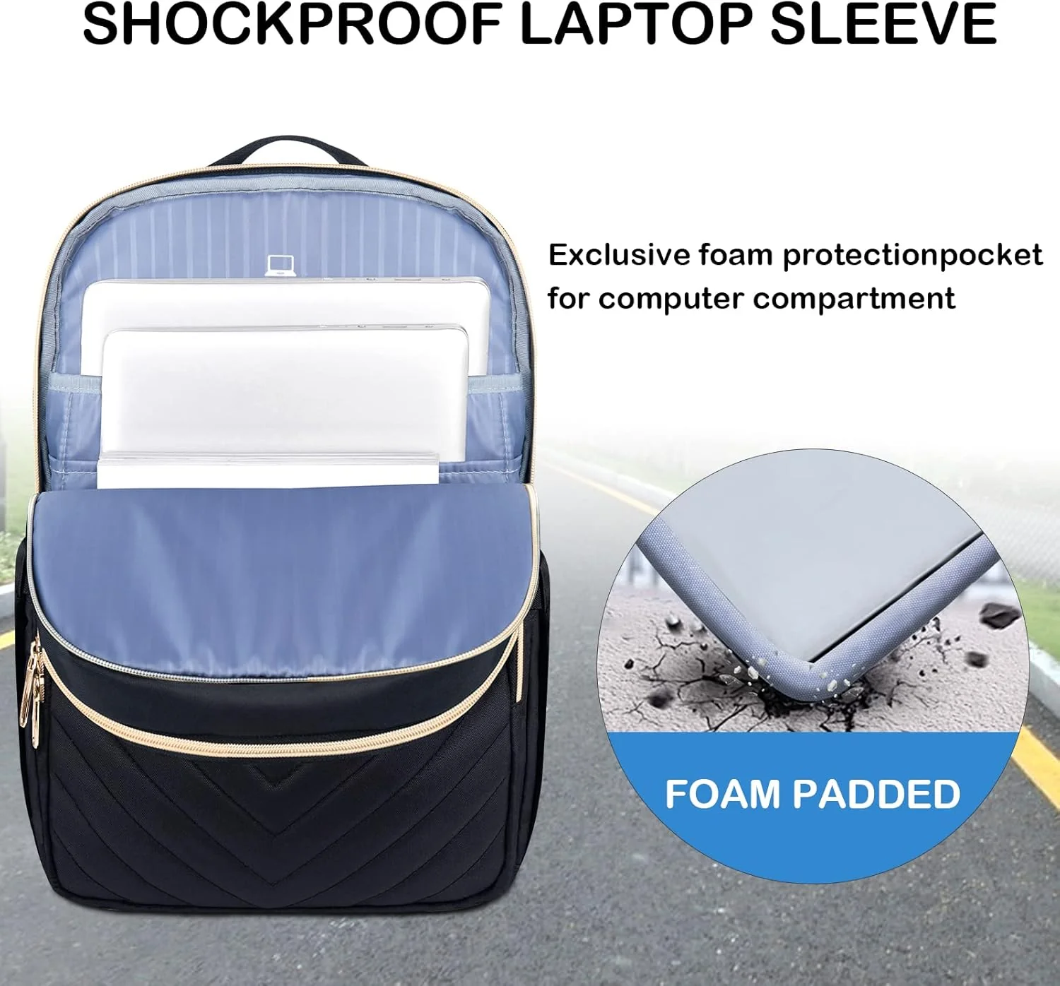 Waterproof Laptop Backpack 15.6 Inch with USB Charging Port Travel Bag - Image 3