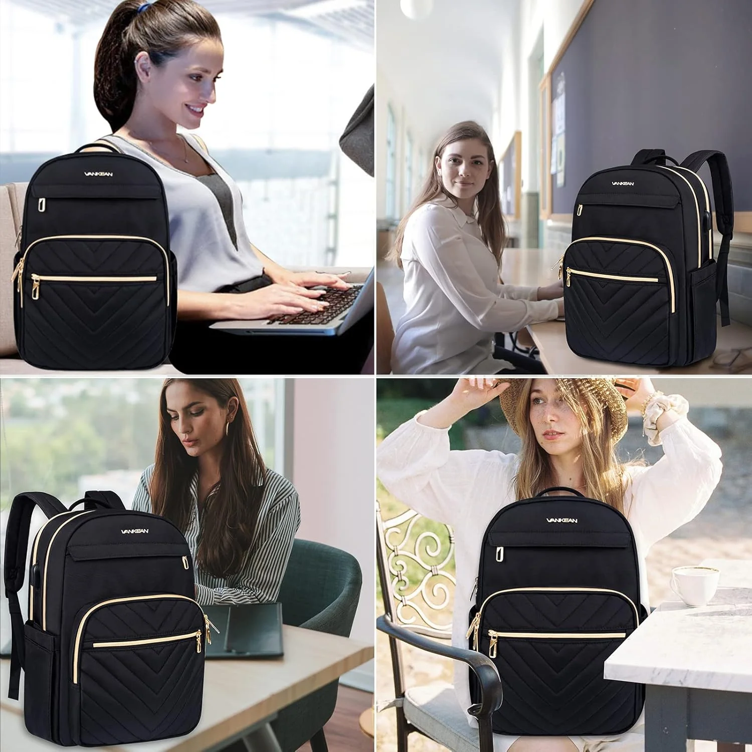 Waterproof Laptop Backpack 15.6 Inch with USB Charging Port Travel Bag - Image 7