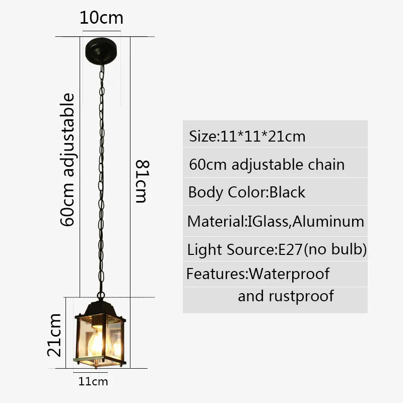Waterproof Outdoor Hanging Lantern – Garden Ceiling Light for Balcony & Hallway - Image 6