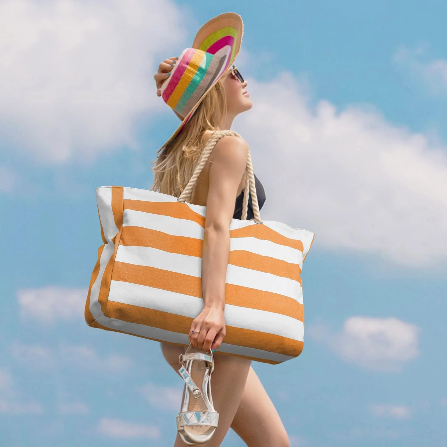 Waterproof Oversized Beach Tote Bag 20L Sandproof Zip Travel Carryall - Image 41