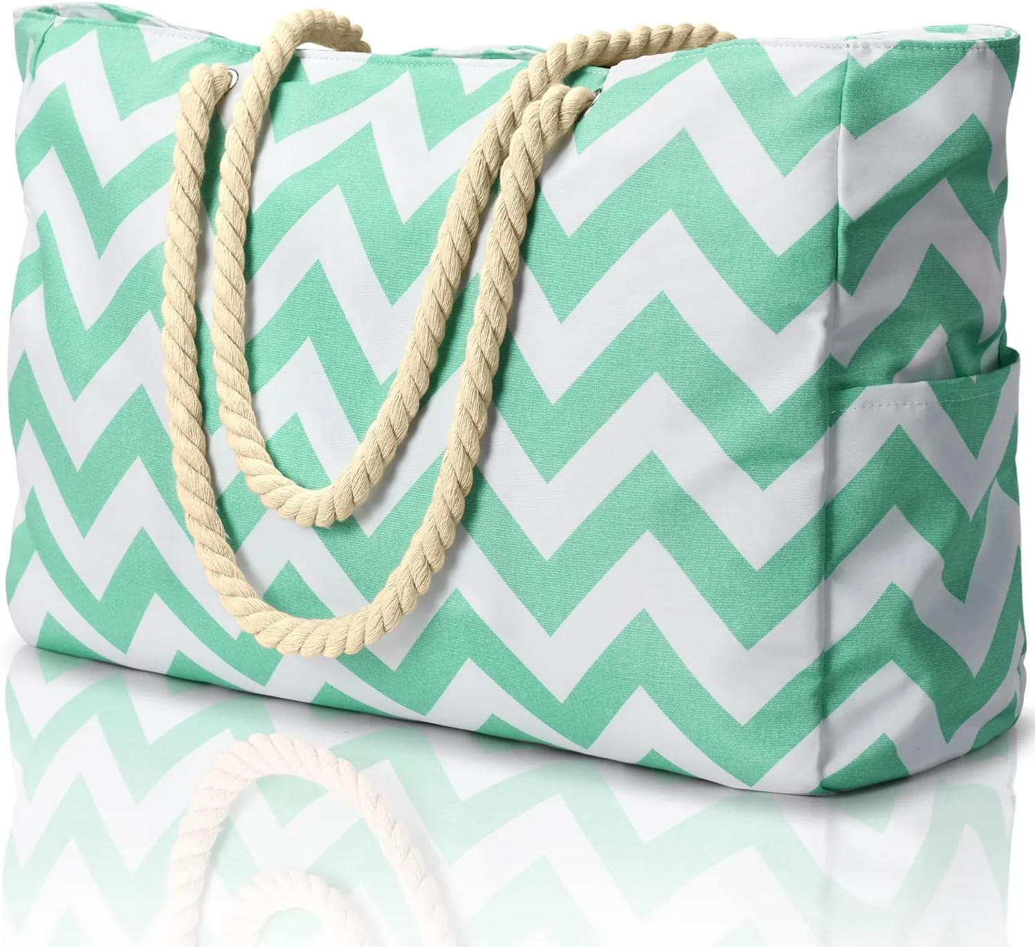 Waterproof Oversized Beach Tote Bag 20L Sandproof Zip Travel Carryall - Image 9