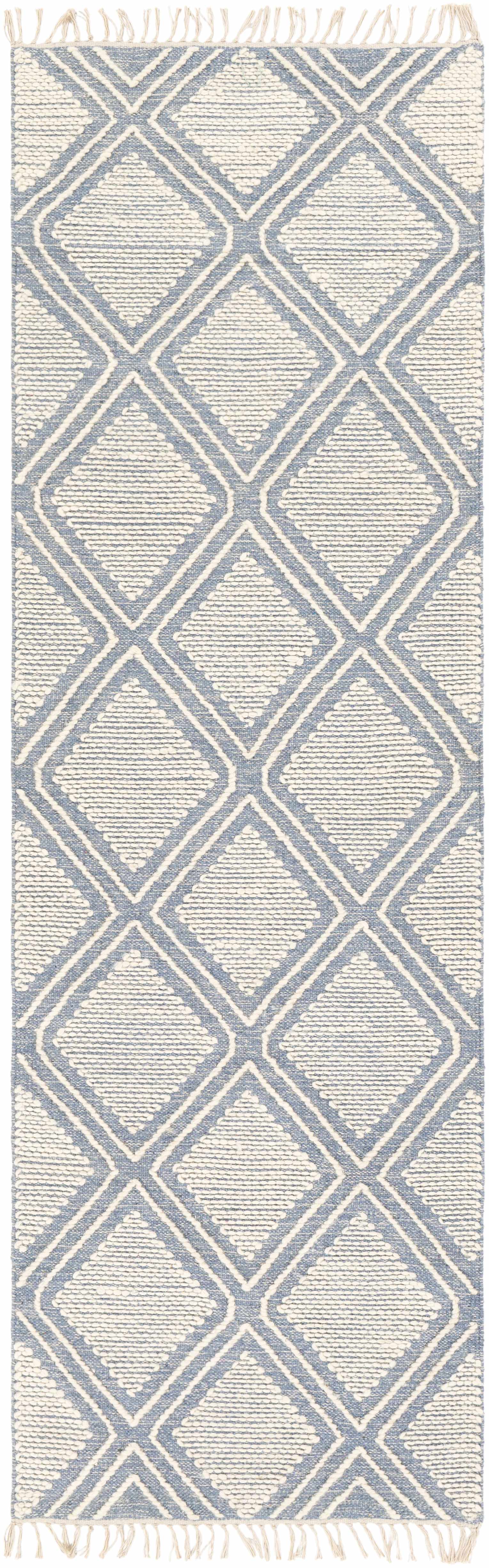 Wausa Denim Trellis on Cream Cotton/wool  Rug - Clearance - Image 3