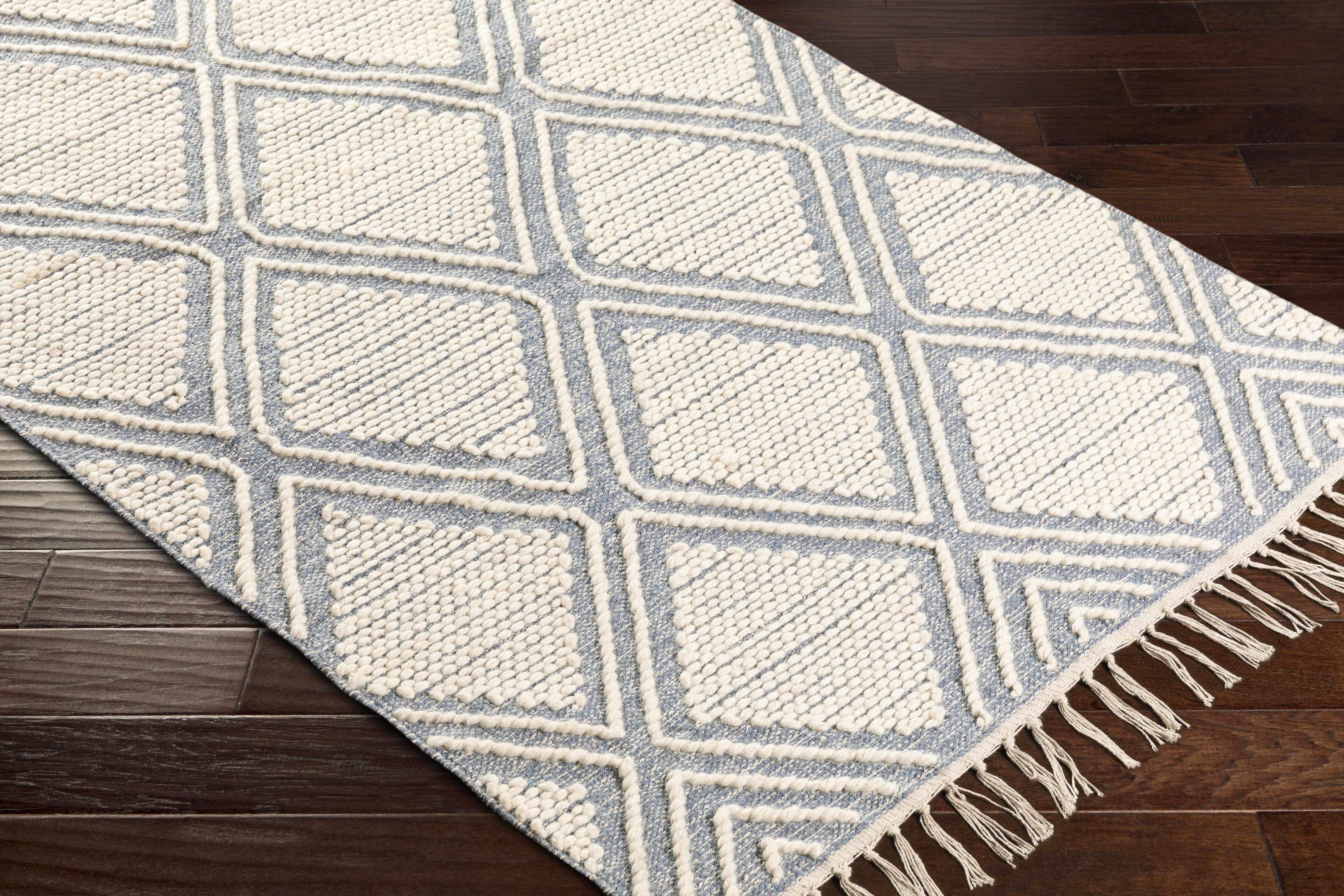 Wausa Denim Trellis on Cream Cotton/wool  Rug - Clearance - Image 8