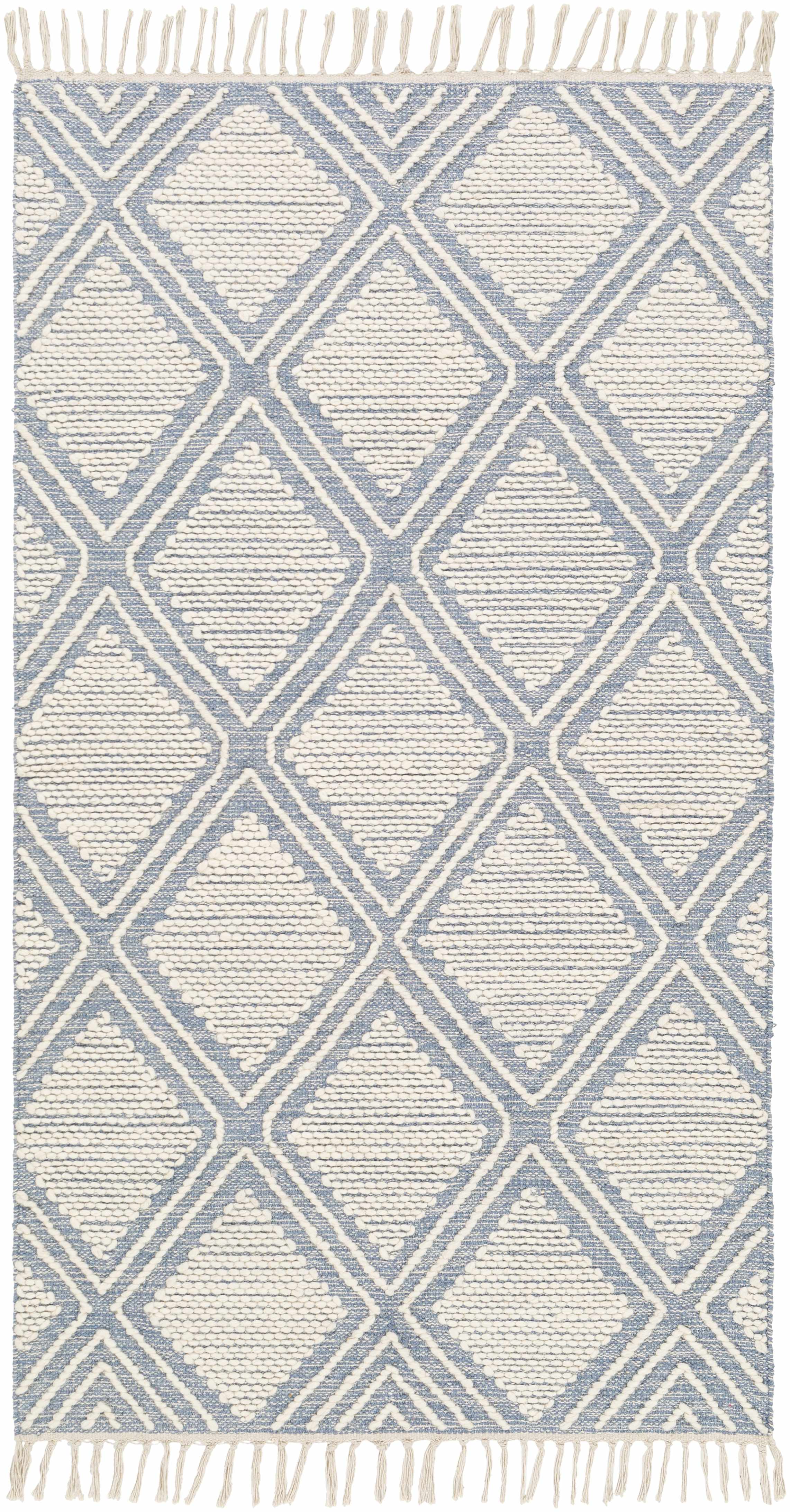 Wausa Denim Trellis on Cream Cotton/wool  Rug - Clearance - Image 9
