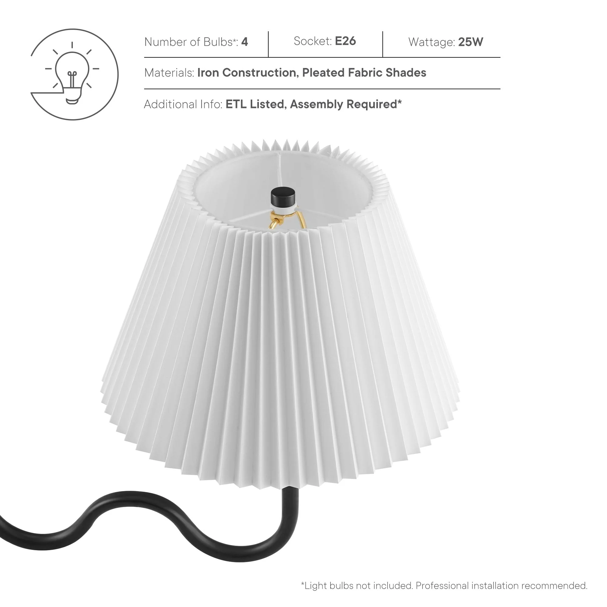 Wave Squiggle 4-Arm Pendant Light by Modway - Image 12
