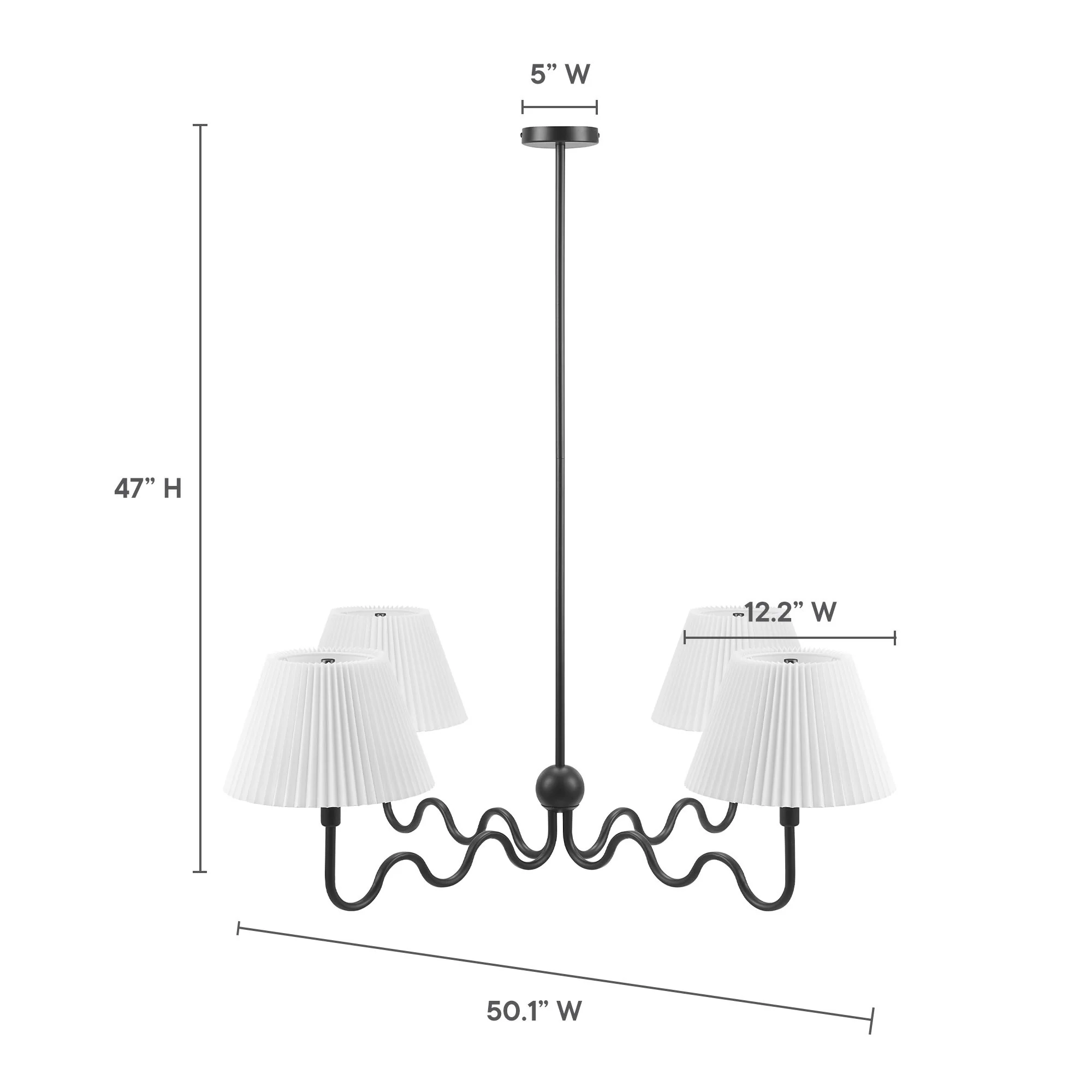 Wave Squiggle 4-Arm Pendant Light by Modway - Image 13