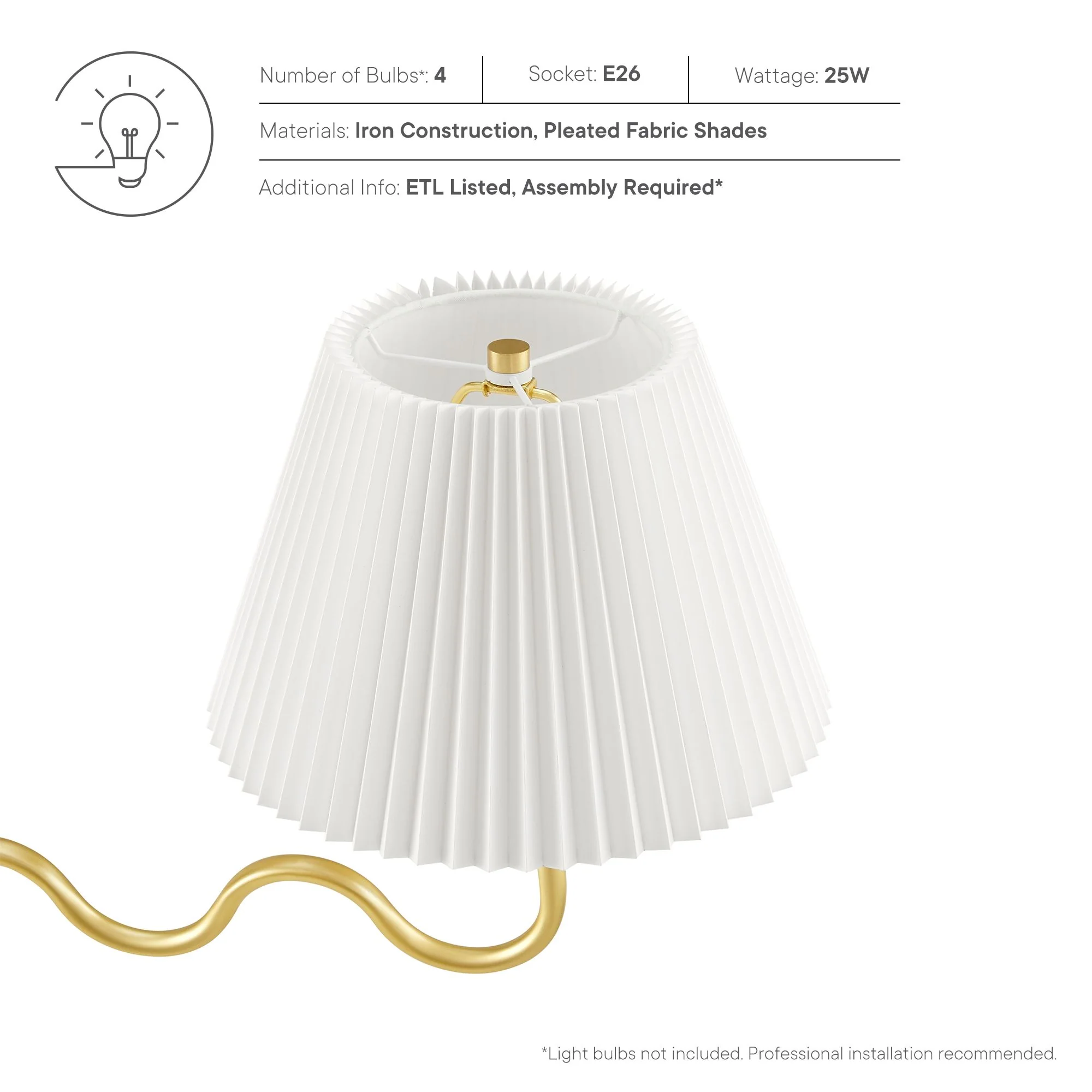 Wave Squiggle 4-Arm Pendant Light by Modway - Image 3