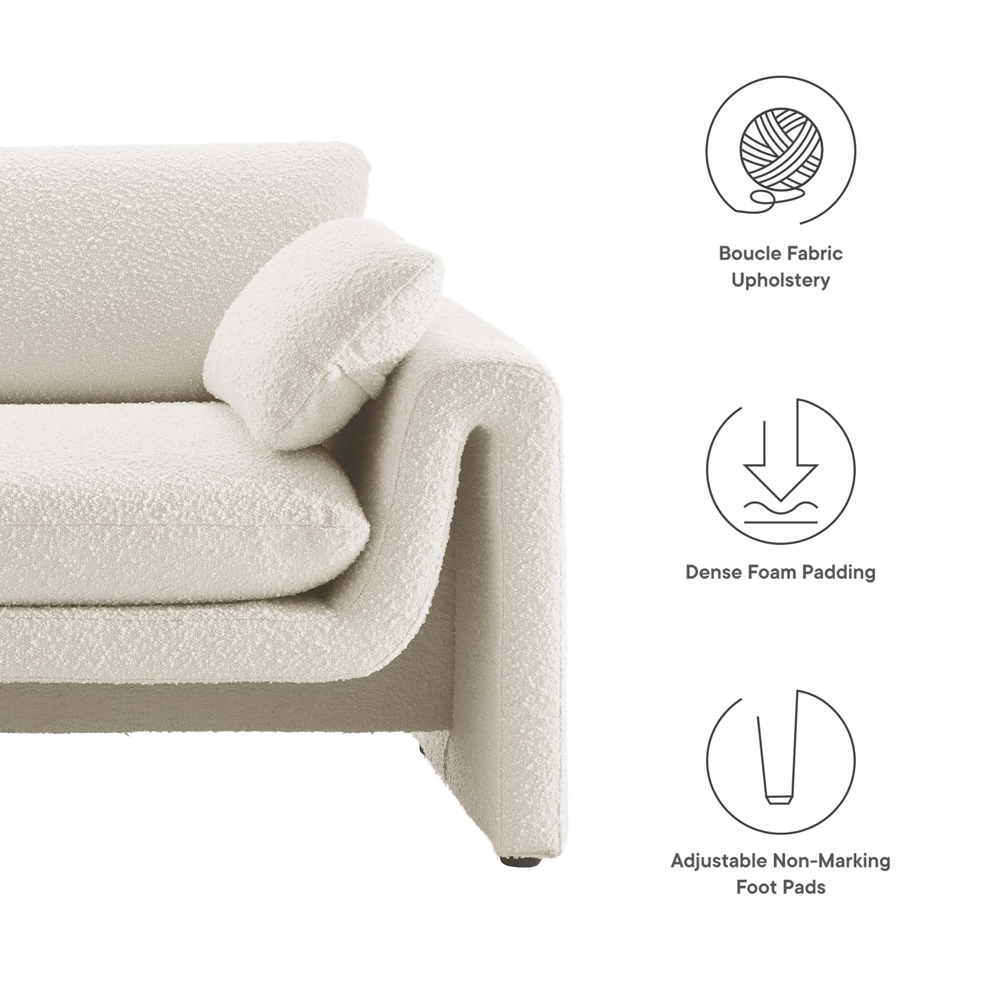 Waverly Boucle Fabric Sofa by Modway - Image 3