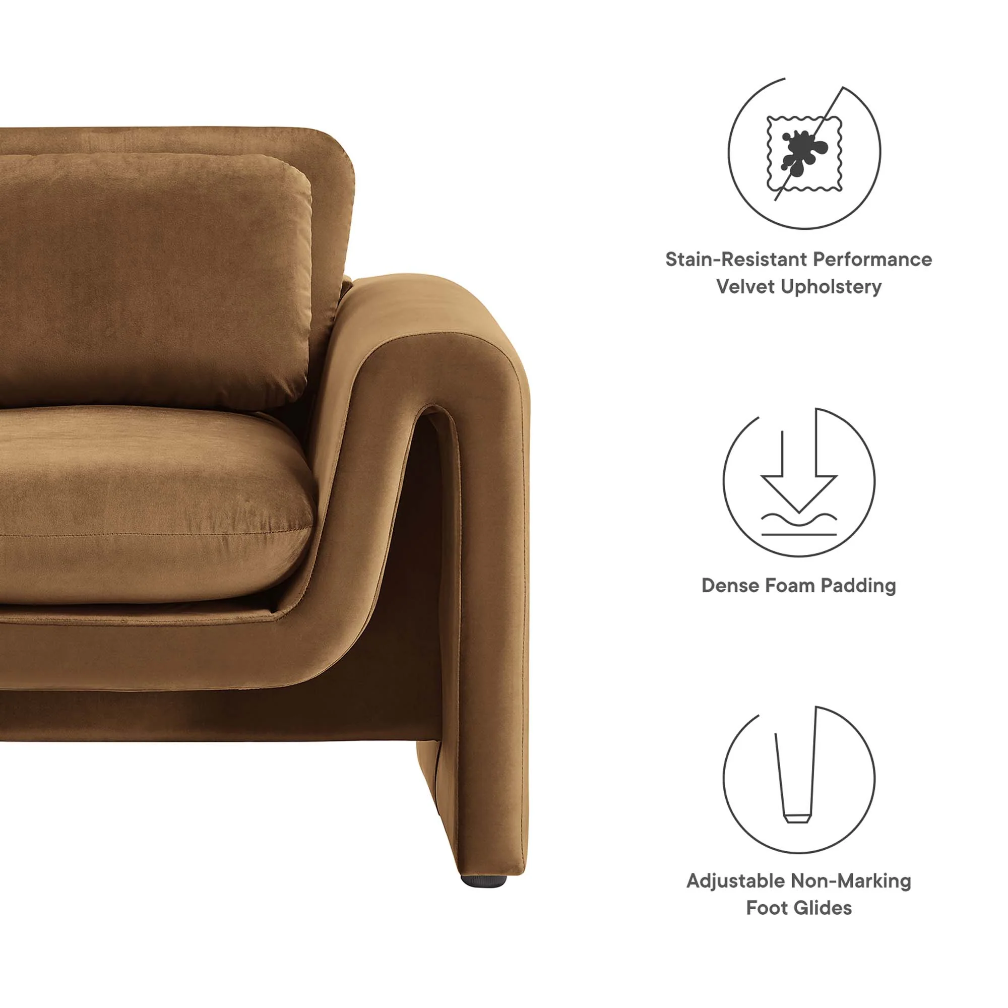 Waverly Performance Velvet Armchair by Modway - Image 2