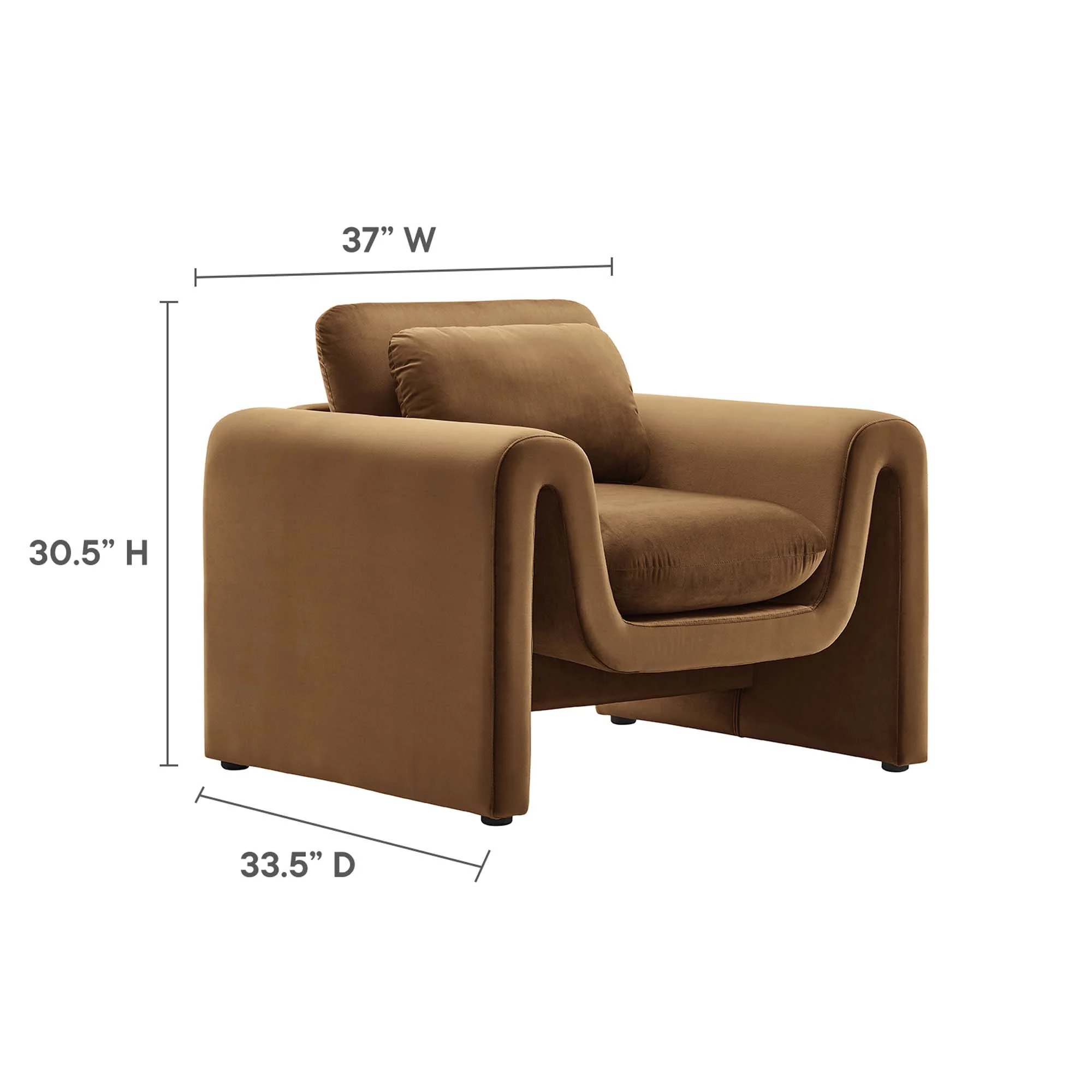Waverly Performance Velvet Armchair by Modway - Image 3