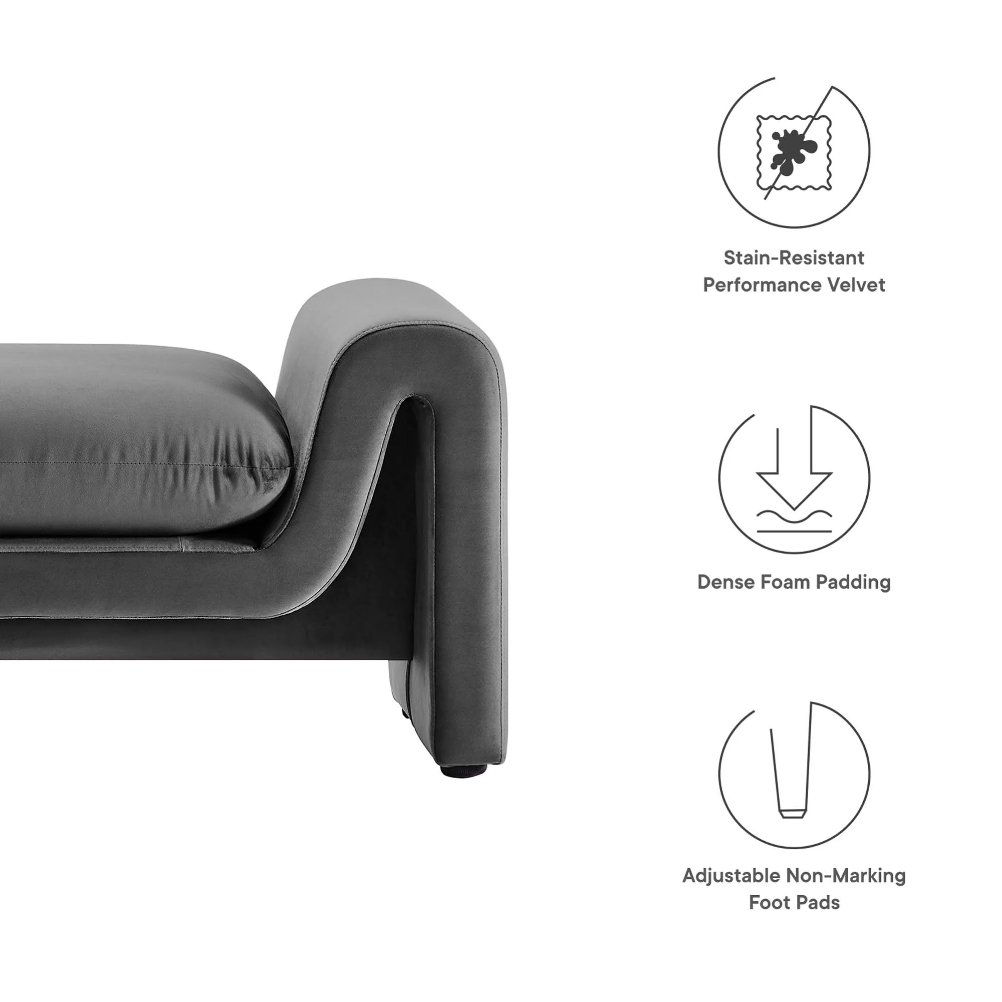 Waverly Performance Velvet Bench by Modway - Image 16