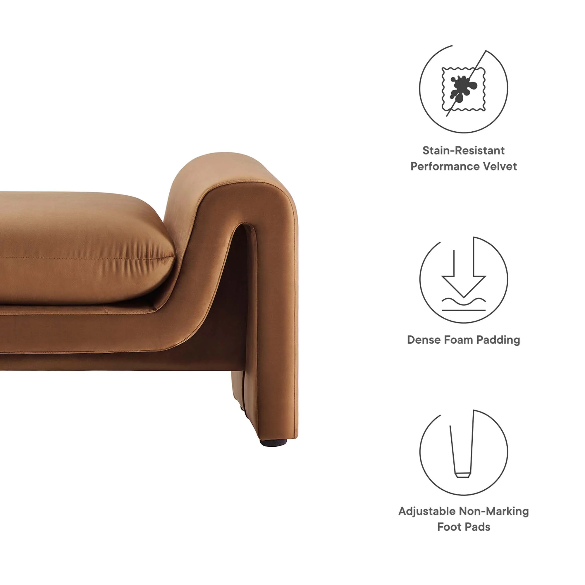 Waverly Performance Velvet Bench by Modway - Image 17