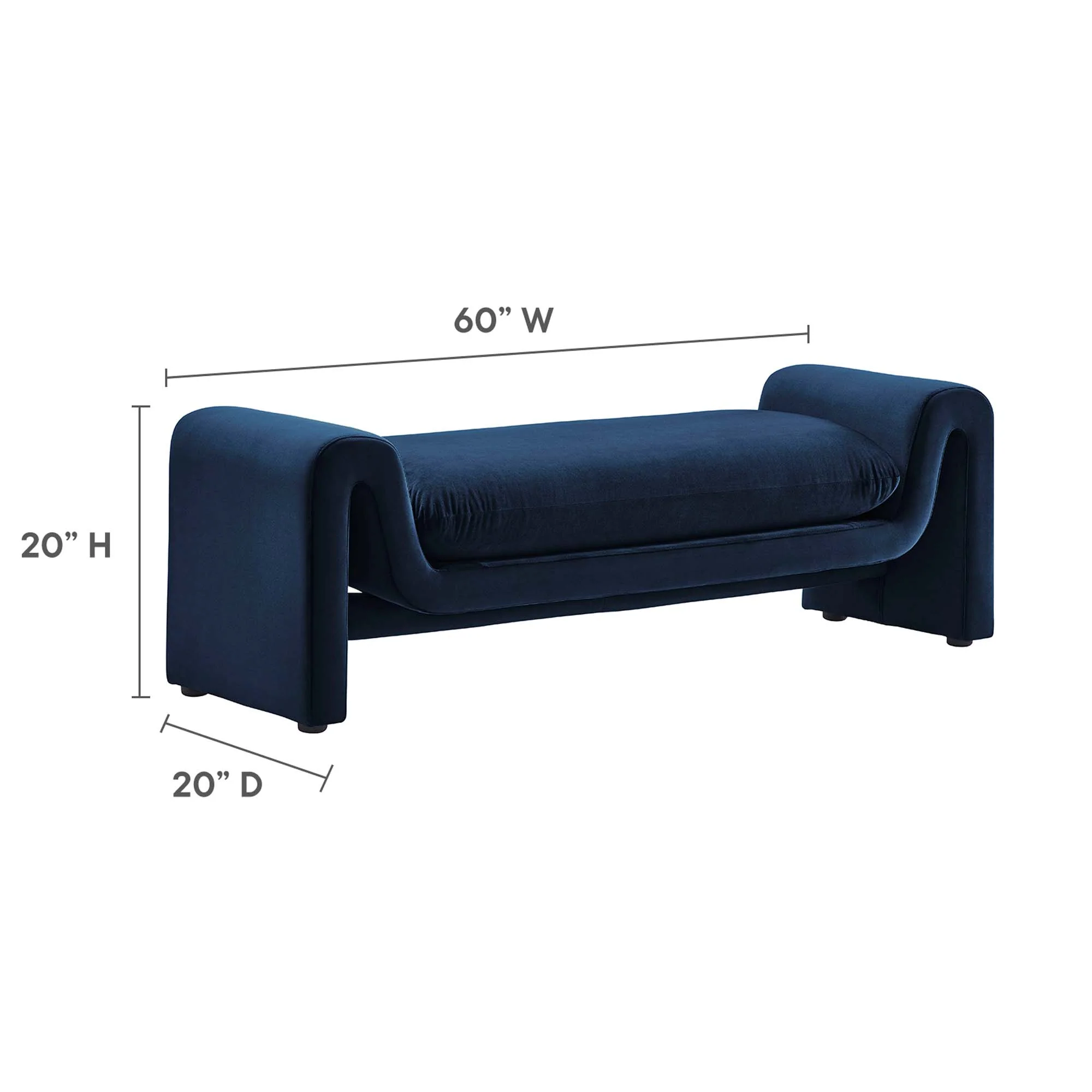 Waverly Performance Velvet Bench by Modway - Image 2