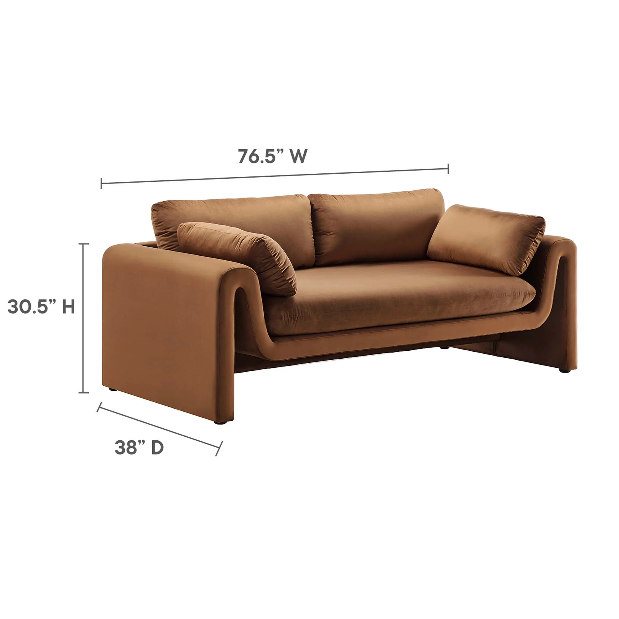 Waverly Performance Velvet Sofa by Modway - Image 2