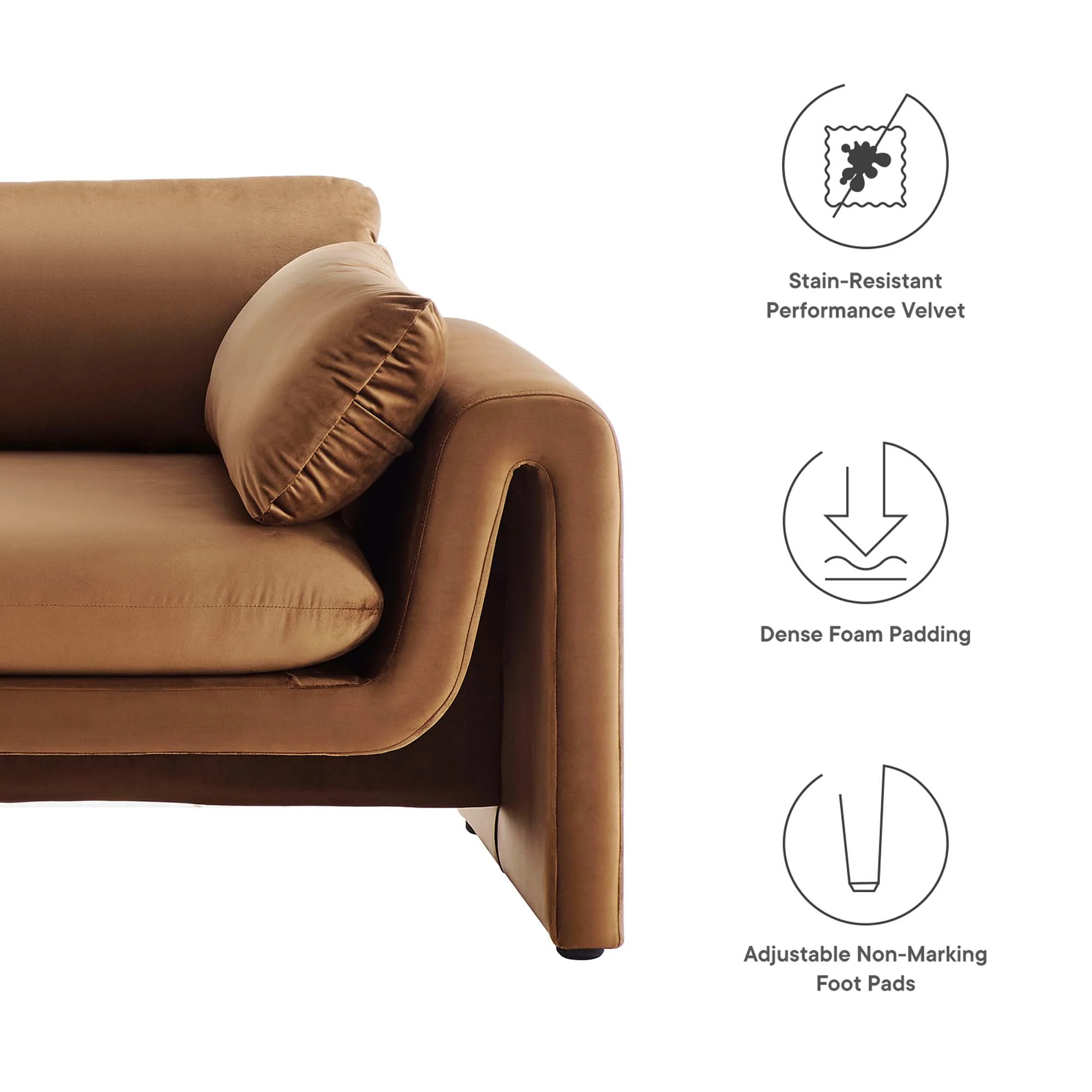 Waverly Performance Velvet Sofa by Modway - Image 3