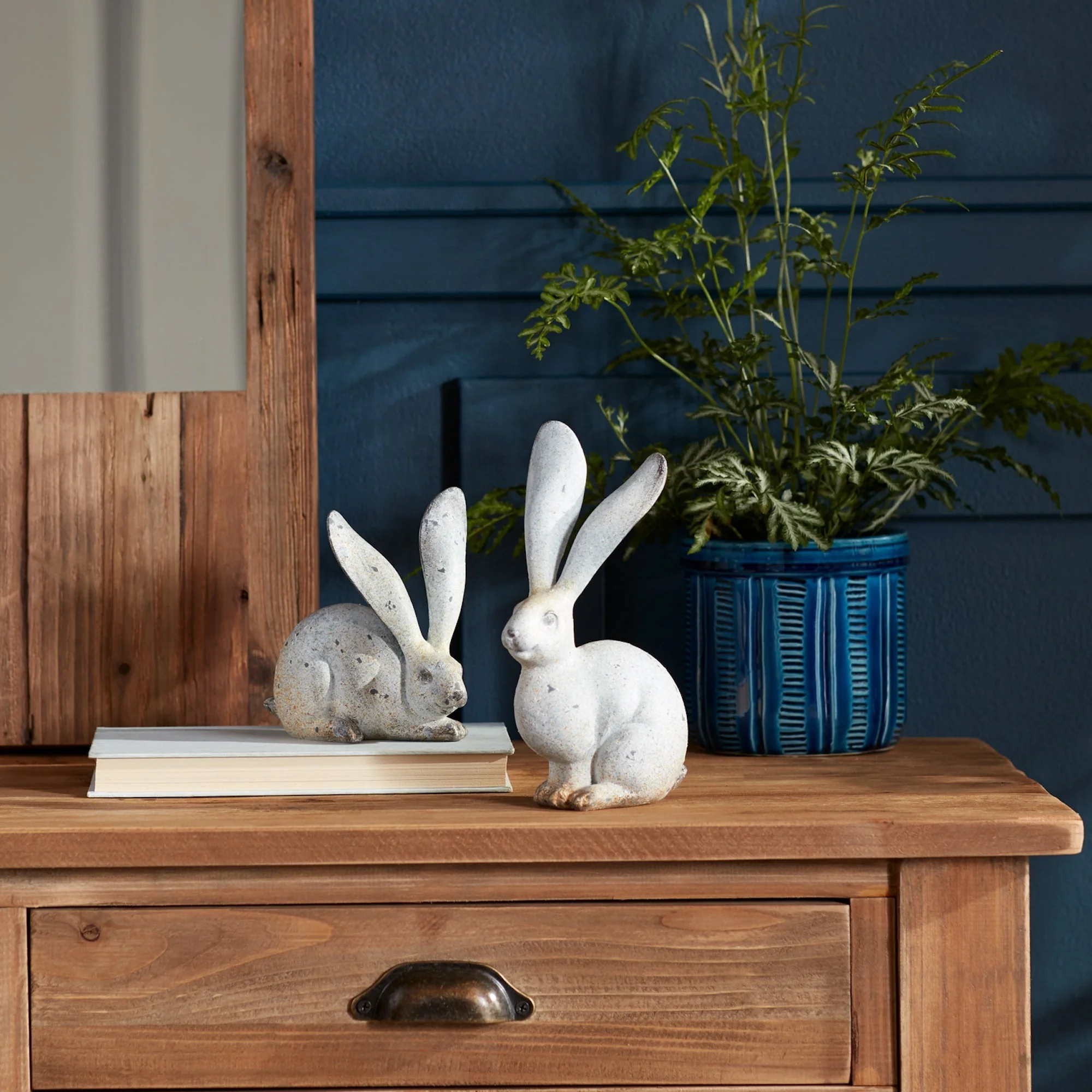 Weathered Stone Rabbit Statue with Distressed Finish (Set of 4) - Image 5