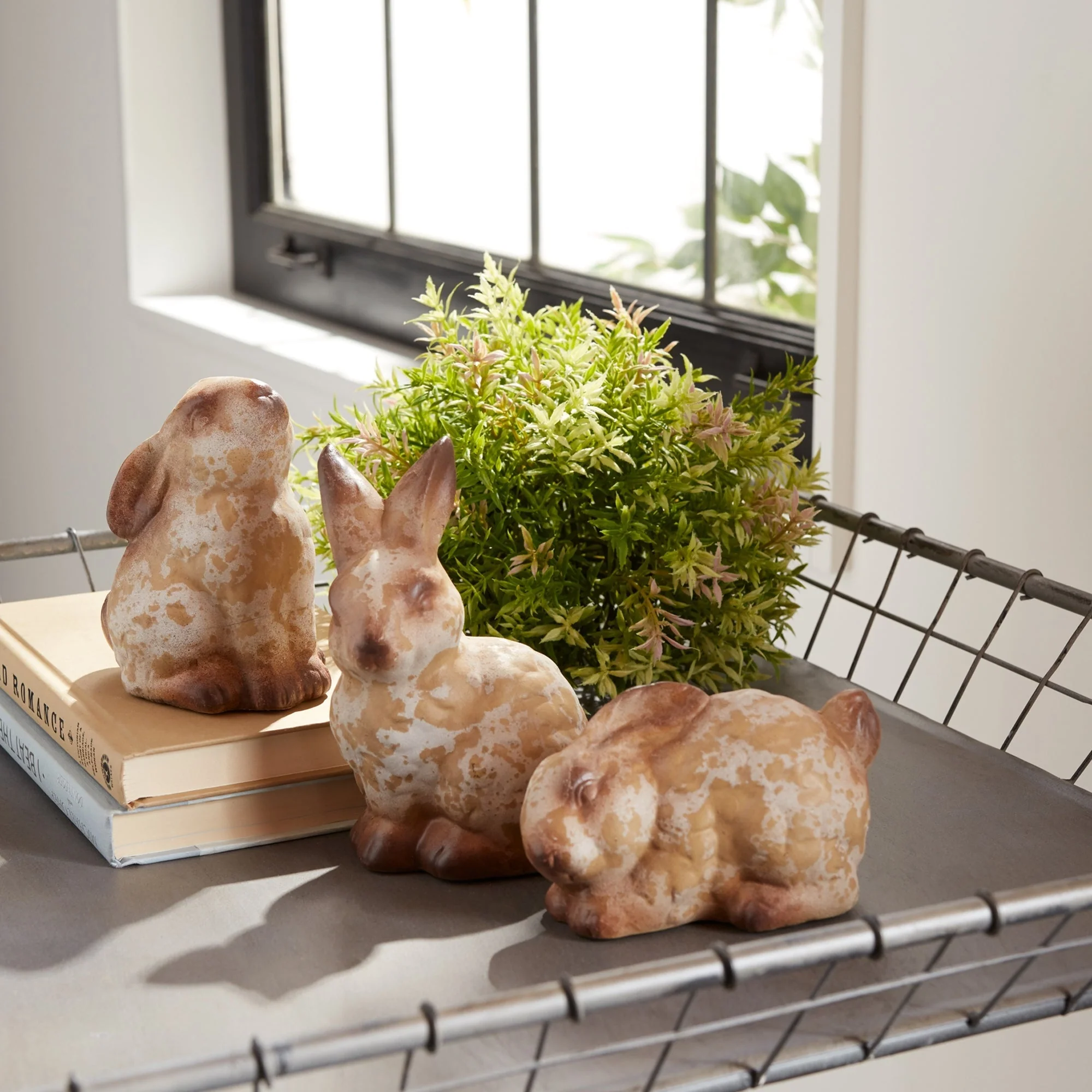 Weathered Terra Cotta Rabbit Garden Statue (Set of 6) - Image 3