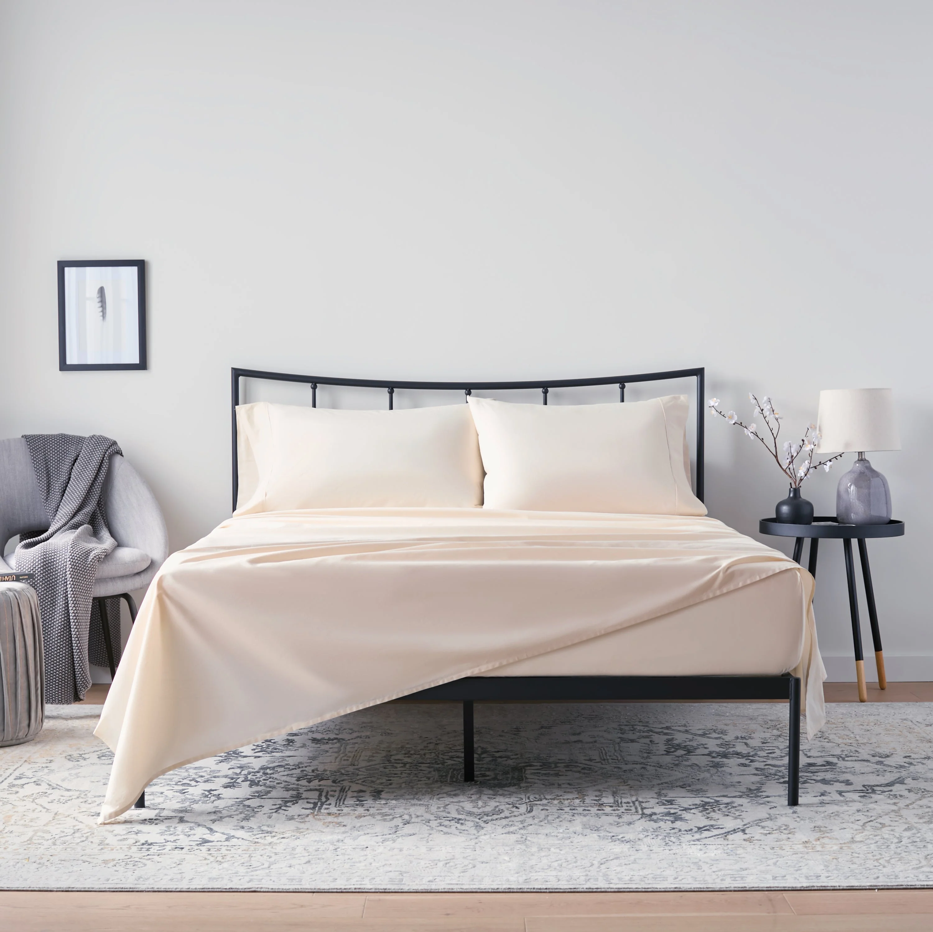 Weekender 200 TC Cotton Sheet Set Twin XL Cream - Image 2
