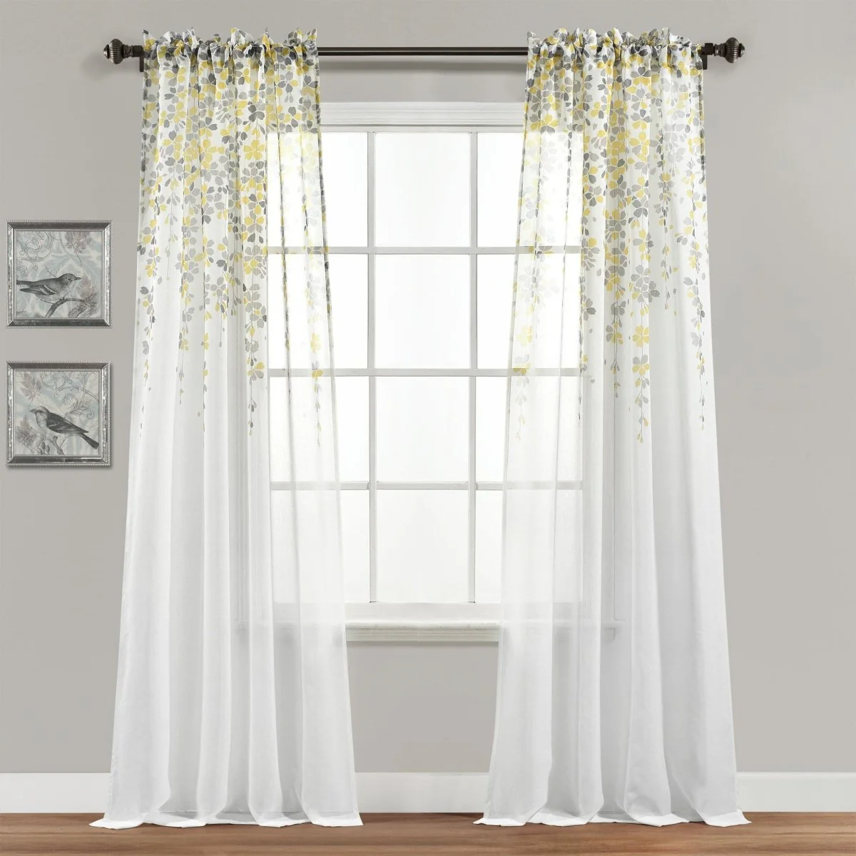 Weeping Flower Sheer Window Curtain Panel Set - Image 3