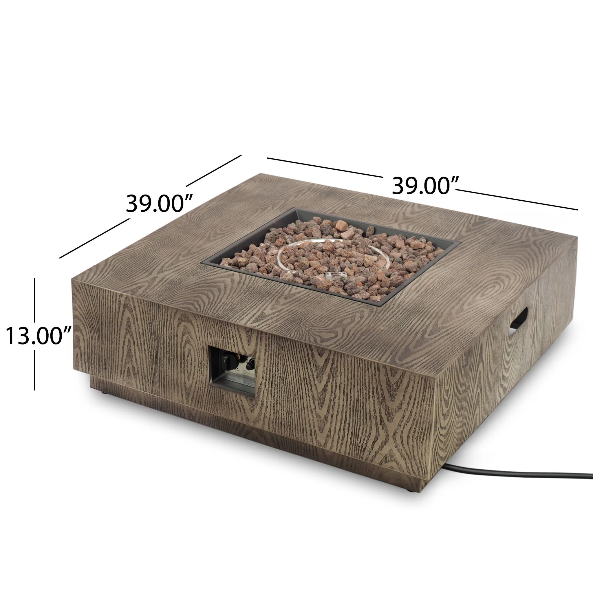 Wellington Square Iron Fire Pit with Wood Pattern Design and 50,000 BTU Output - Image 3