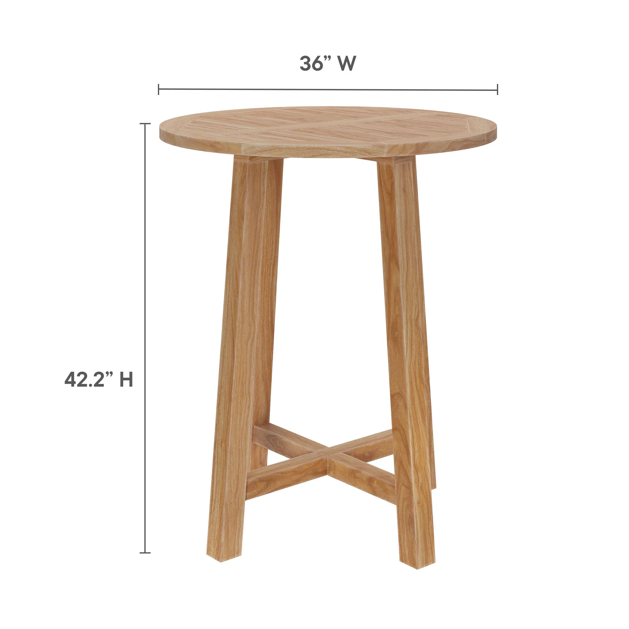 Wellspring 36" Outdoor Patio Teak Wood Bar Table by Modway - Image 3