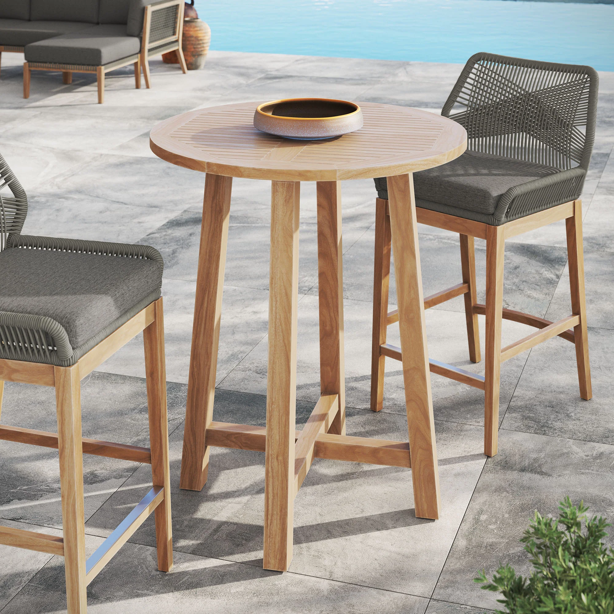 Wellspring 36" Outdoor Patio Teak Wood Bar Table by Modway - Image 6