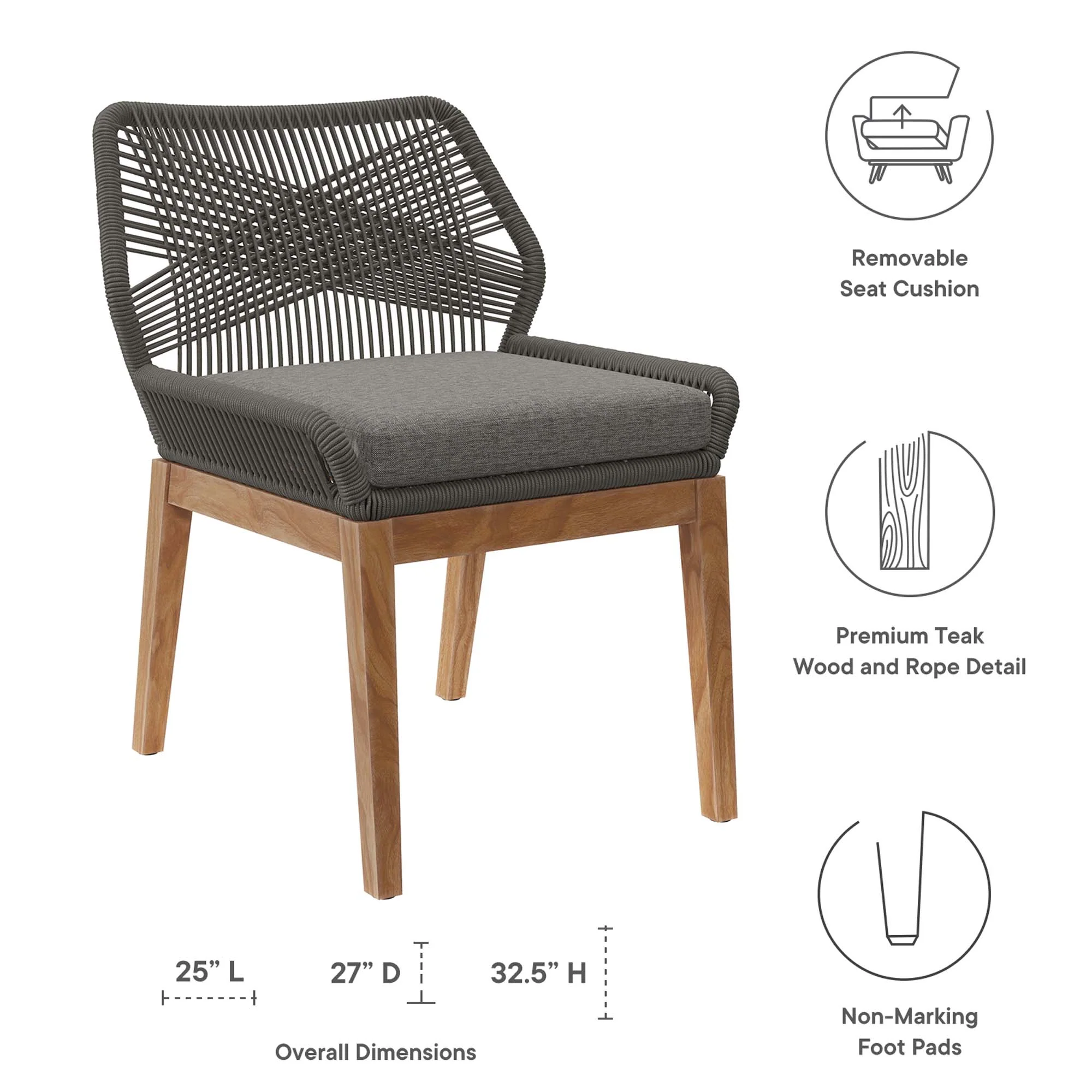 Wellspring 5-Piece Outdoor Patio Teak Wood Dining Set by Modway - Image 16