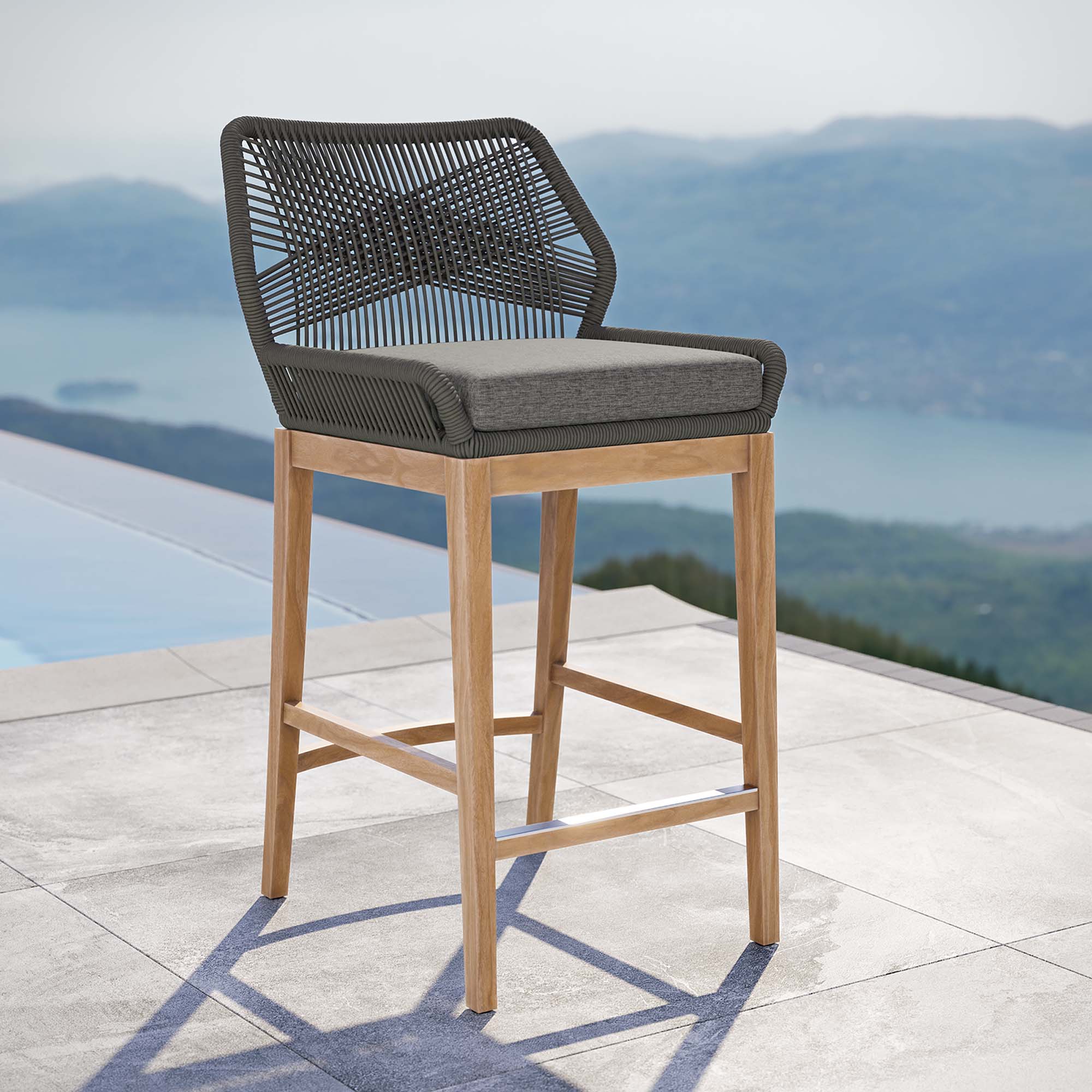 Wellspring Outdoor Patio Teak Wood Bar Stool by Modway - Image 10