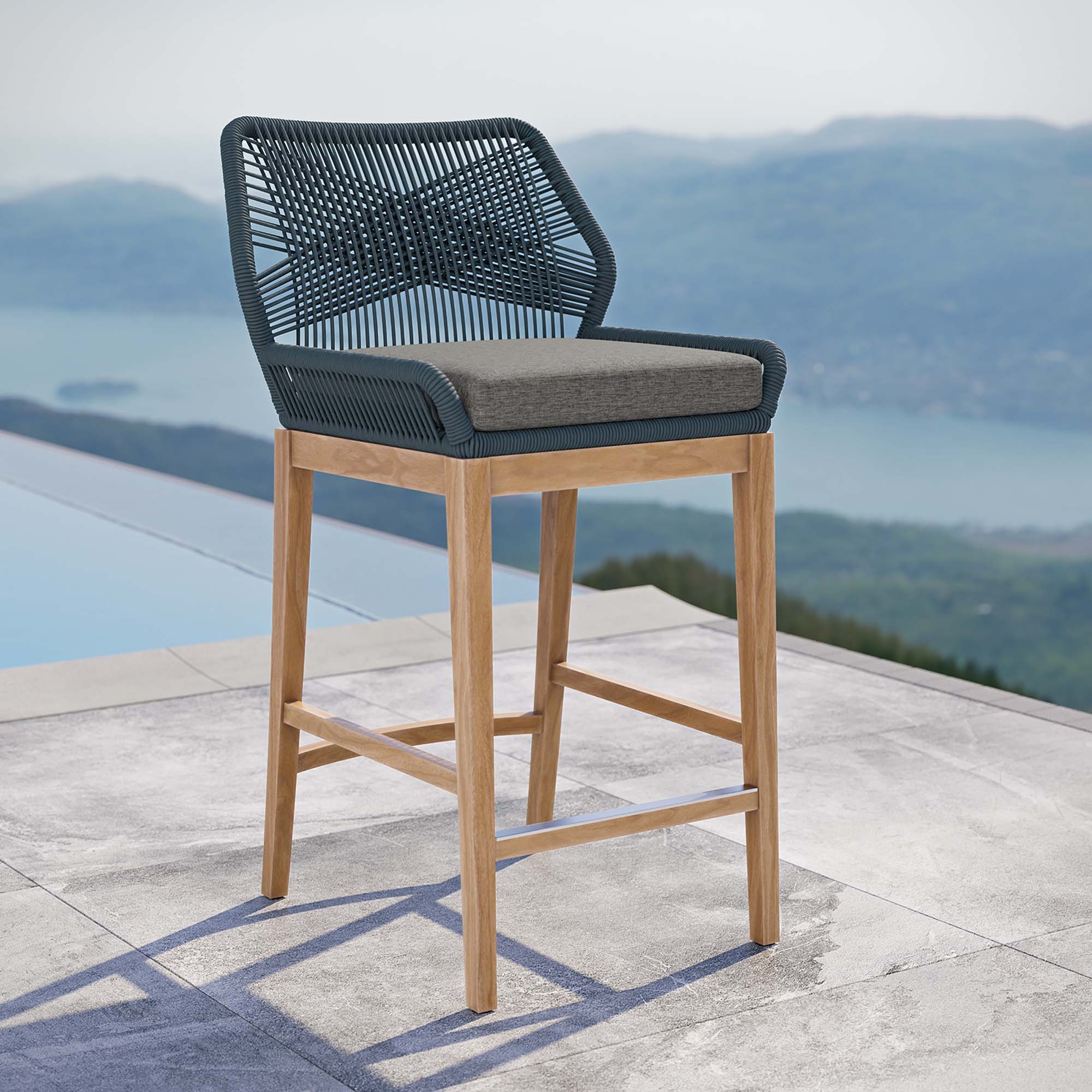 Wellspring Outdoor Patio Teak Wood Bar Stool by Modway - Image 11