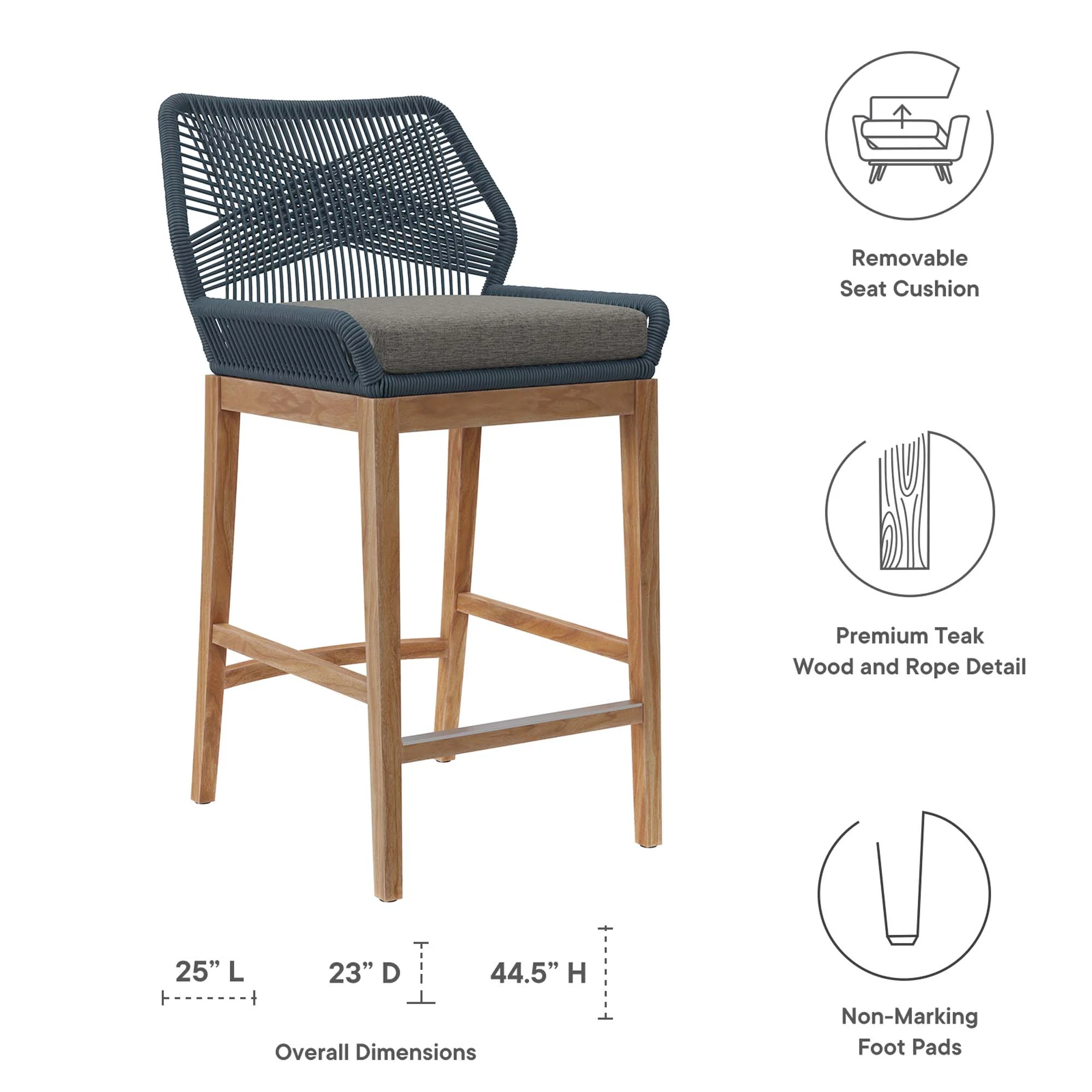 Wellspring Outdoor Patio Teak Wood Bar Stool by Modway - Image 19