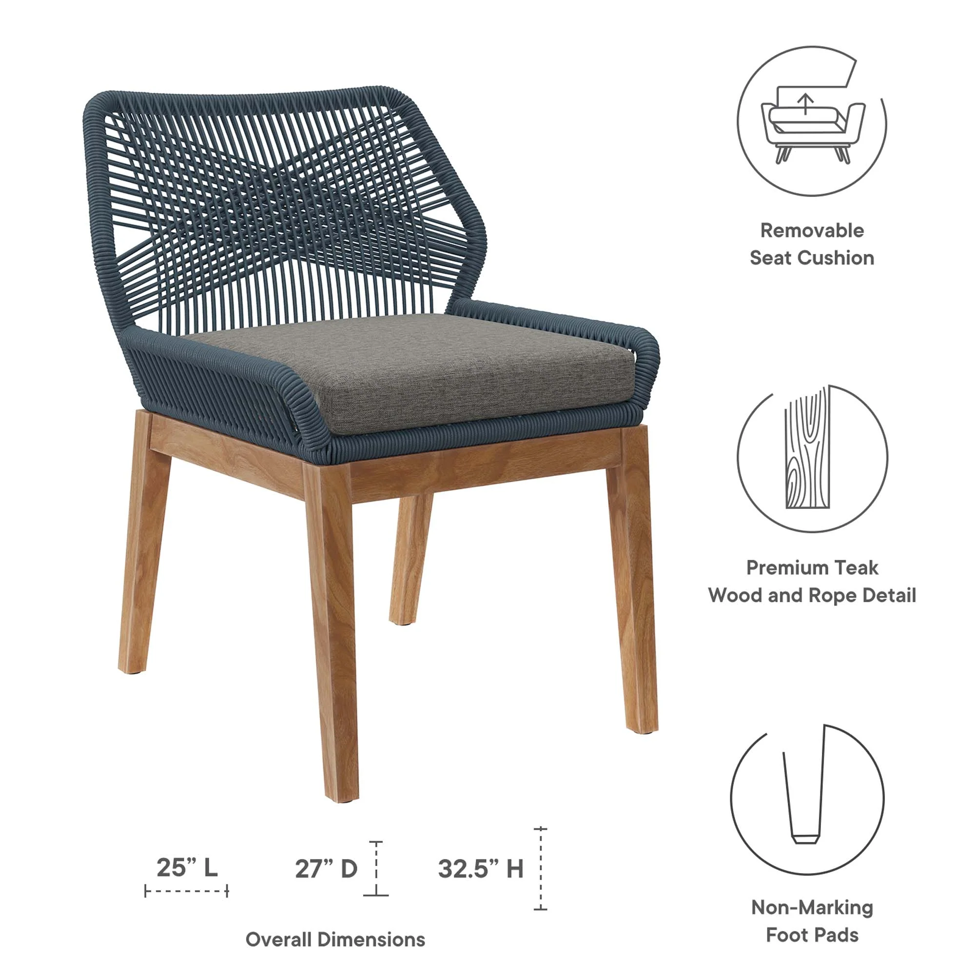 Wellspring Outdoor Patio Teak Wood Dining Chair by Modway - Image 2