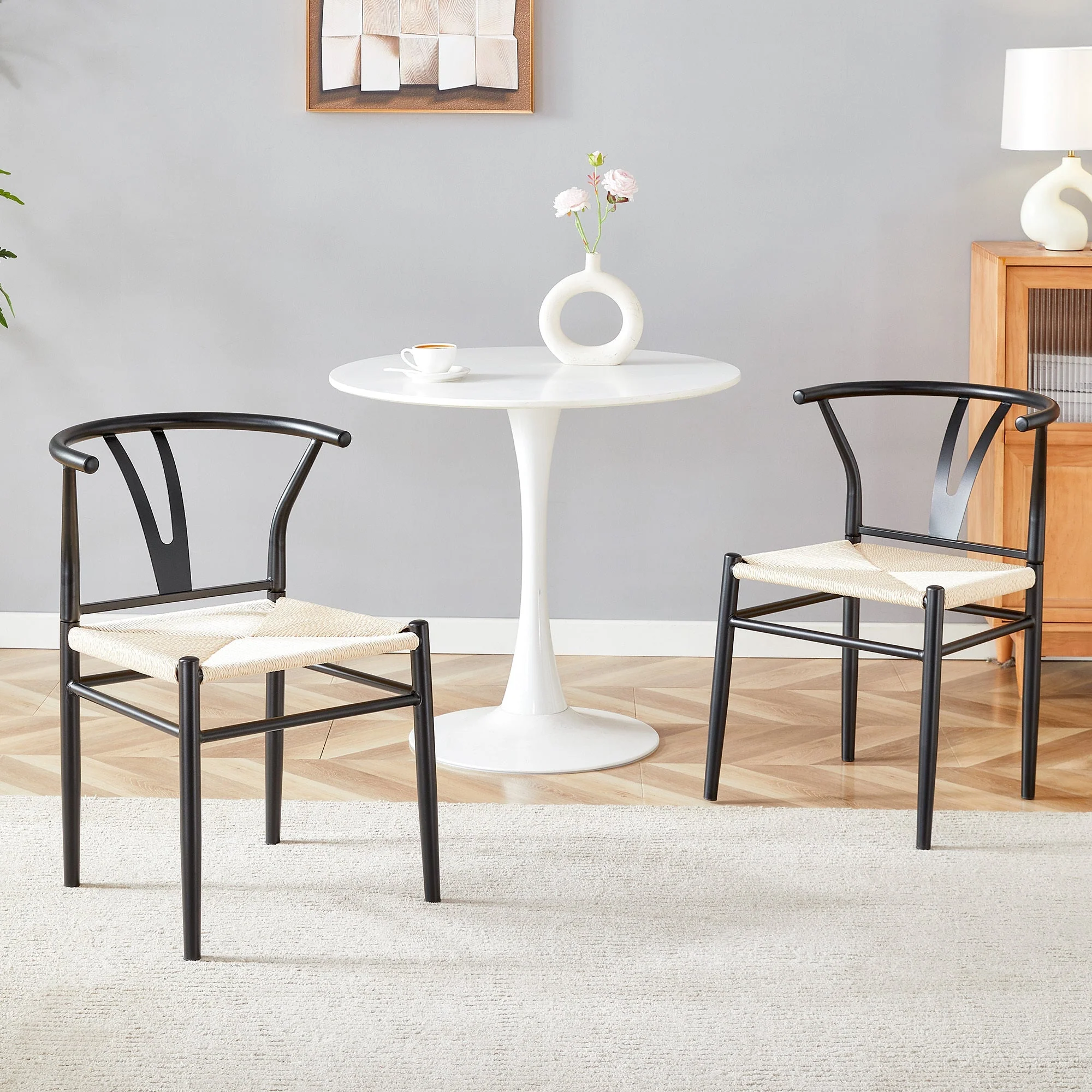 Wesborn Chair - Y-Shaped Medieval Style Armchair for Dining Table, Set of 4 - Image 12